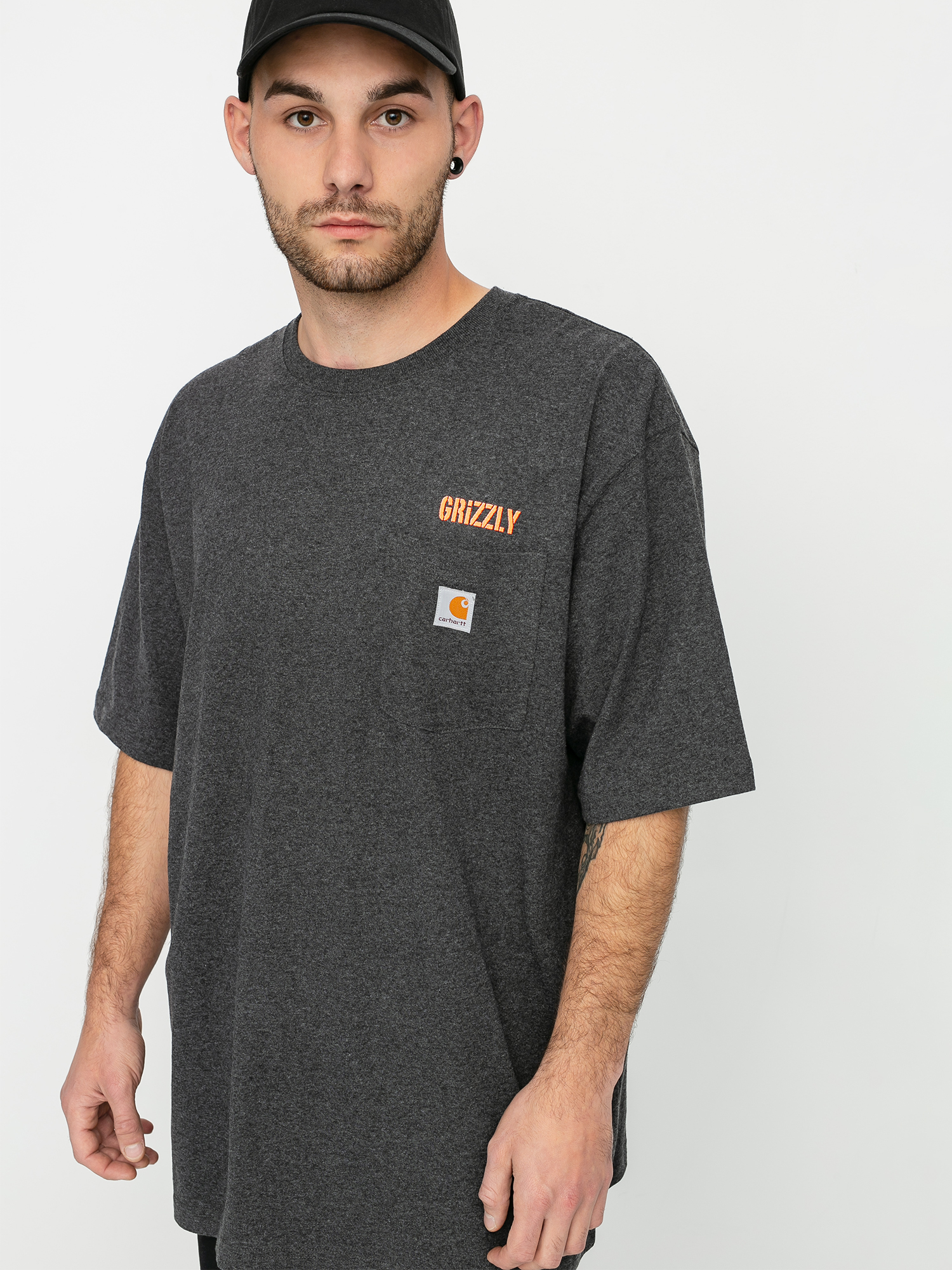 T-shirt Grizzly Griptape X Carhartt Stamp Work Pocket (heather charcoal)
