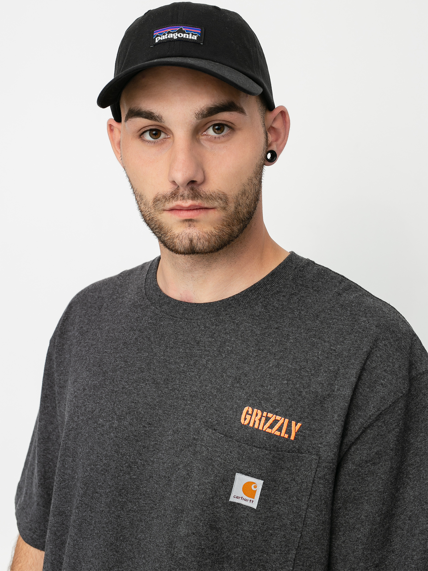 T-shirt Grizzly Griptape X Carhartt Stamp Work Pocket (heather charcoal)
