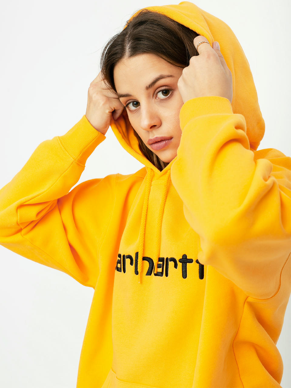 Bluza z kapturem Carhartt WIP Carhartt HD Wmn (pop orange/black)