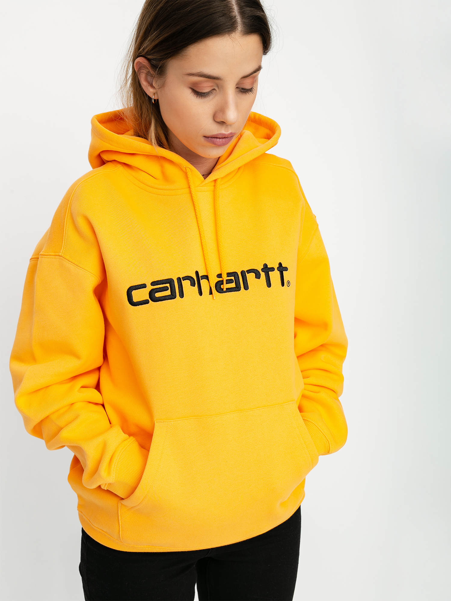 Bluza z kapturem Carhartt WIP Carhartt HD Wmn (pop orange/black)