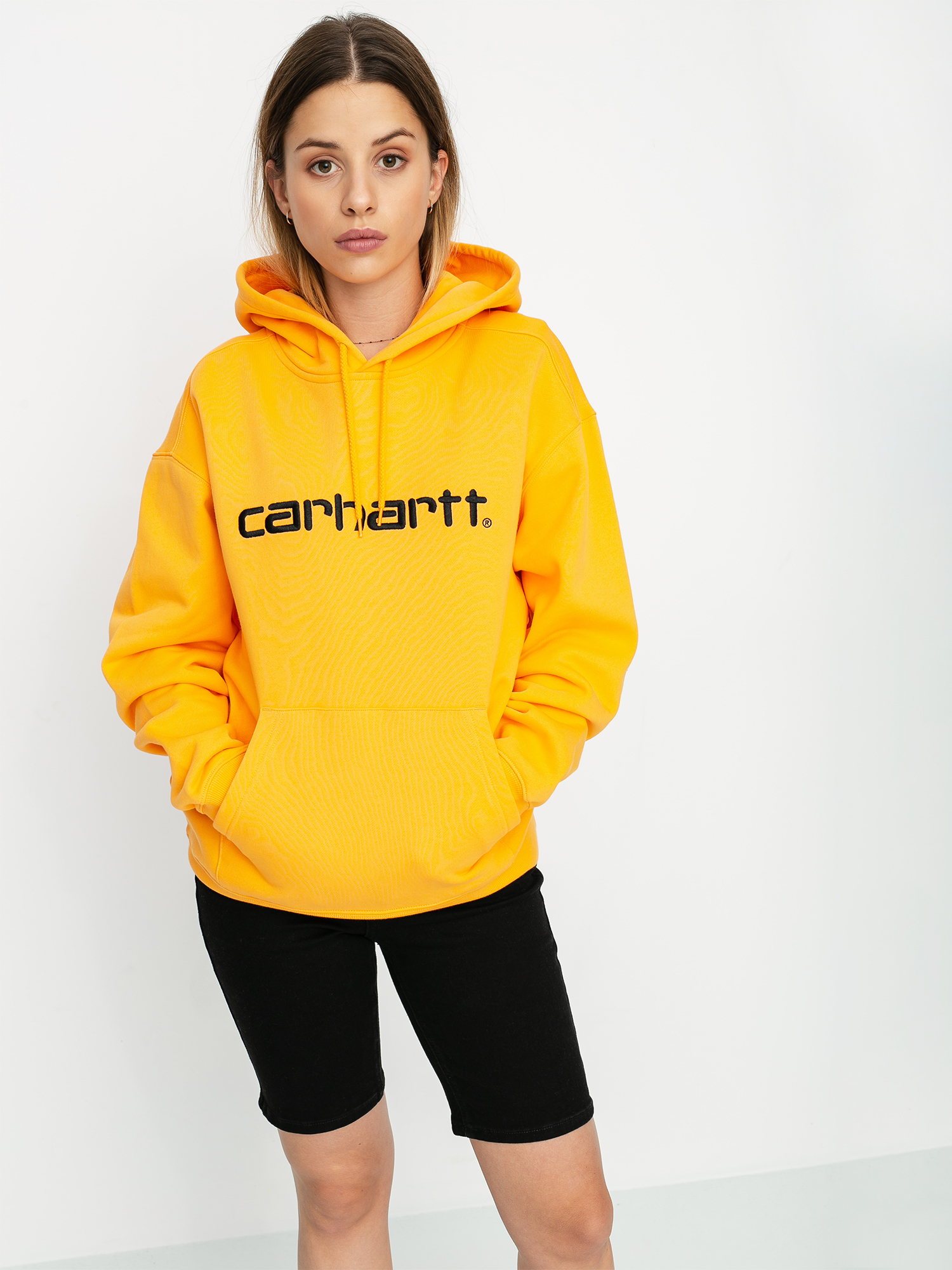 Bluza z kapturem Carhartt WIP Carhartt HD Wmn (pop orange/black)