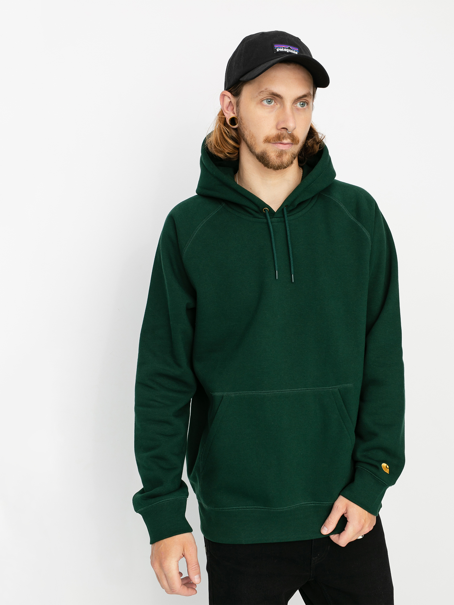 Bluza z kapturem Carhartt WIP Chase HD (bottle green/gold)