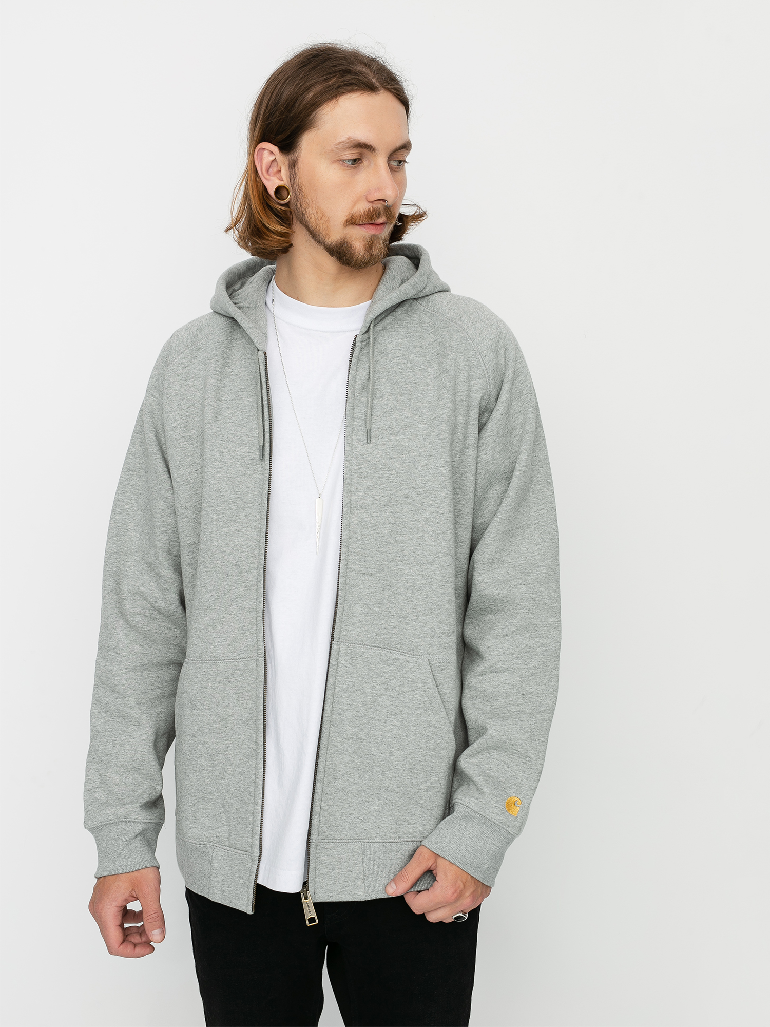 Bluza z kapturem Carhartt WIP Chase ZHD (grey heather/gold)