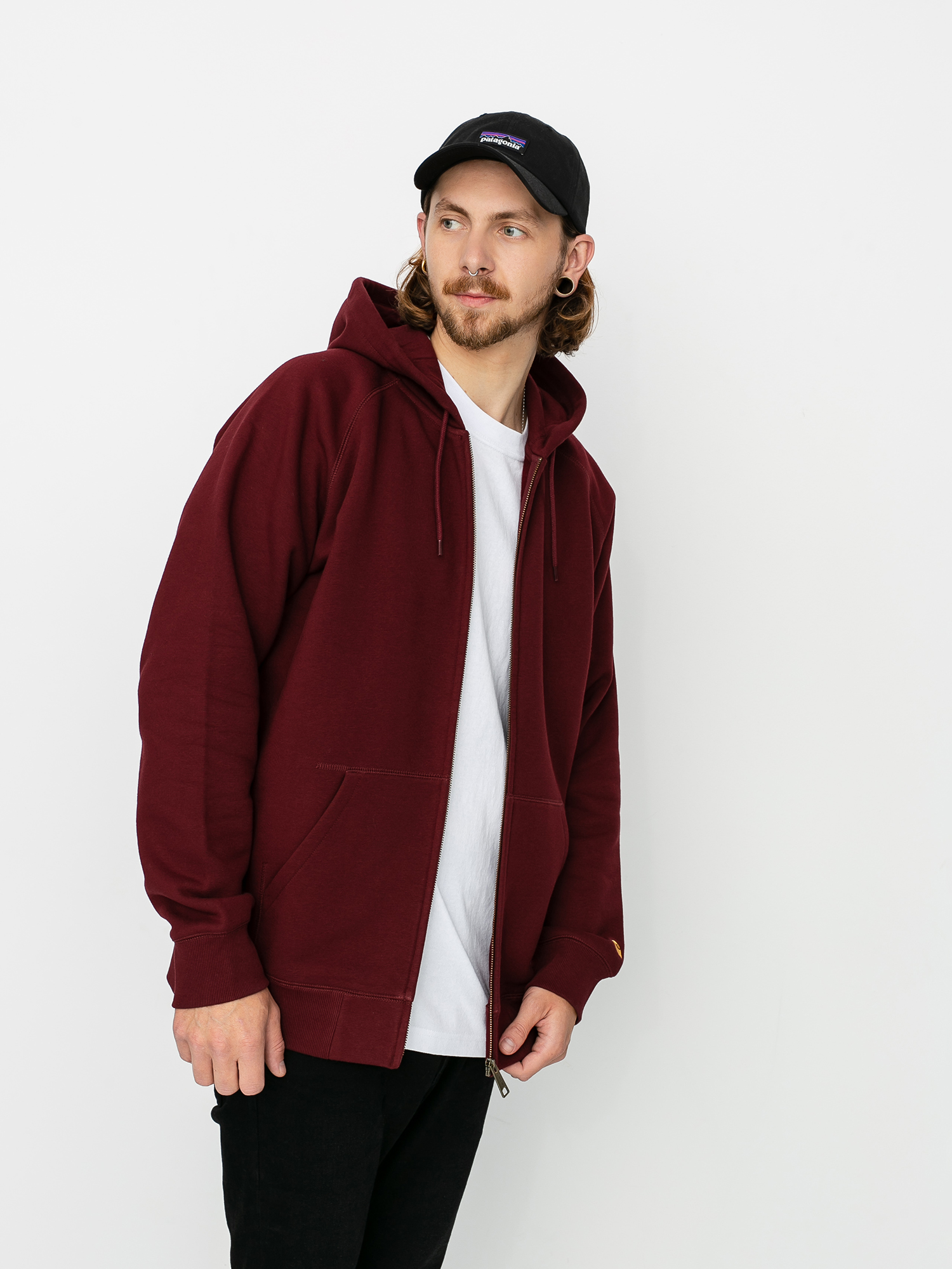 Bluza z kapturem Carhartt WIP Chase ZHD (bordeaux/gold)