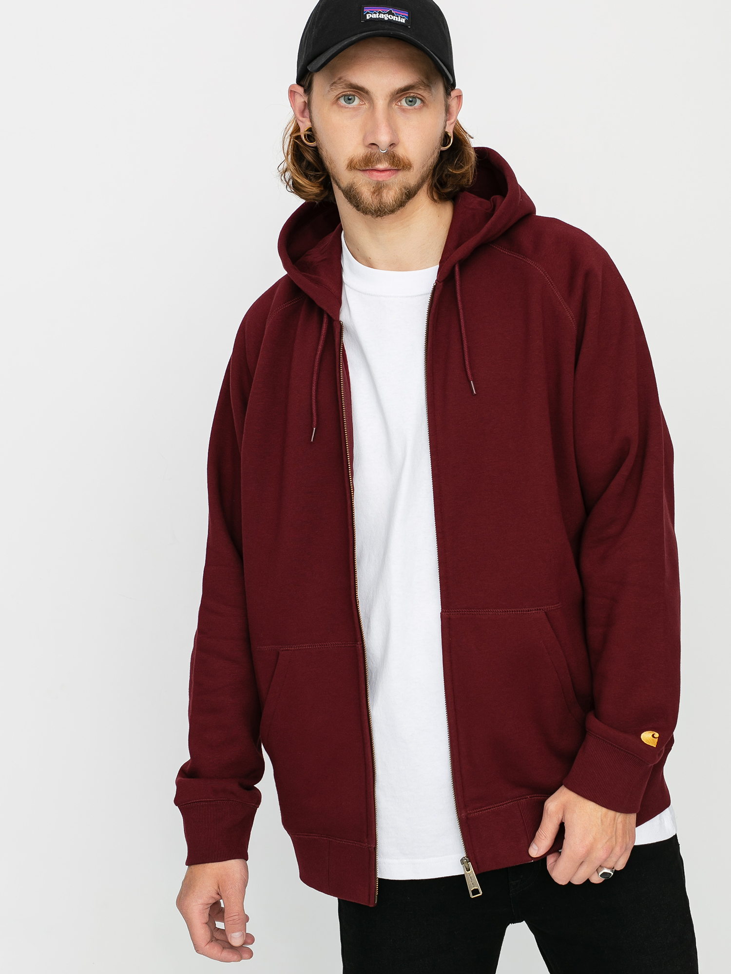 Bluza z kapturem Carhartt WIP Chase ZHD (bordeaux/gold)