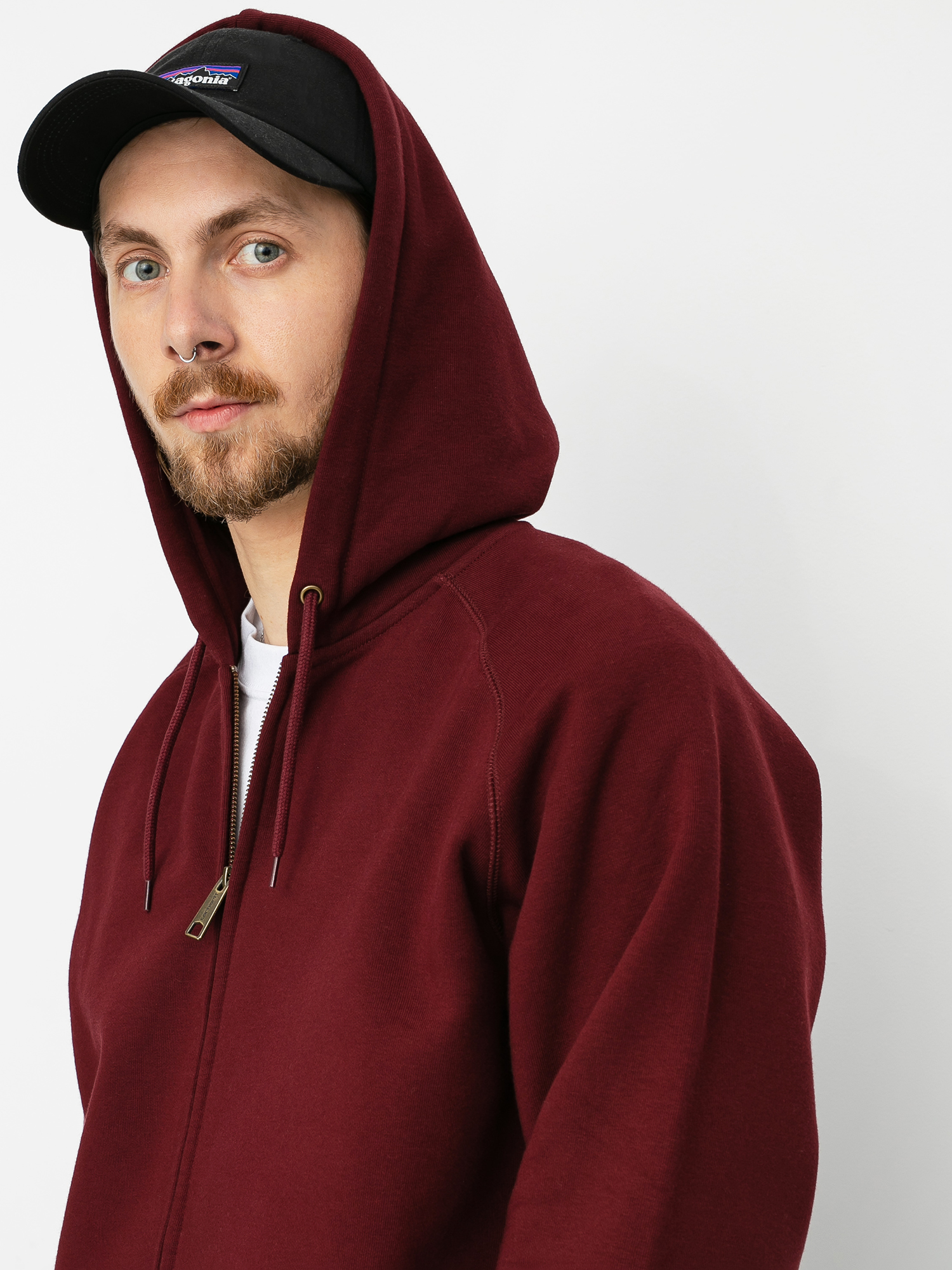 Bluza z kapturem Carhartt WIP Chase ZHD (bordeaux/gold)