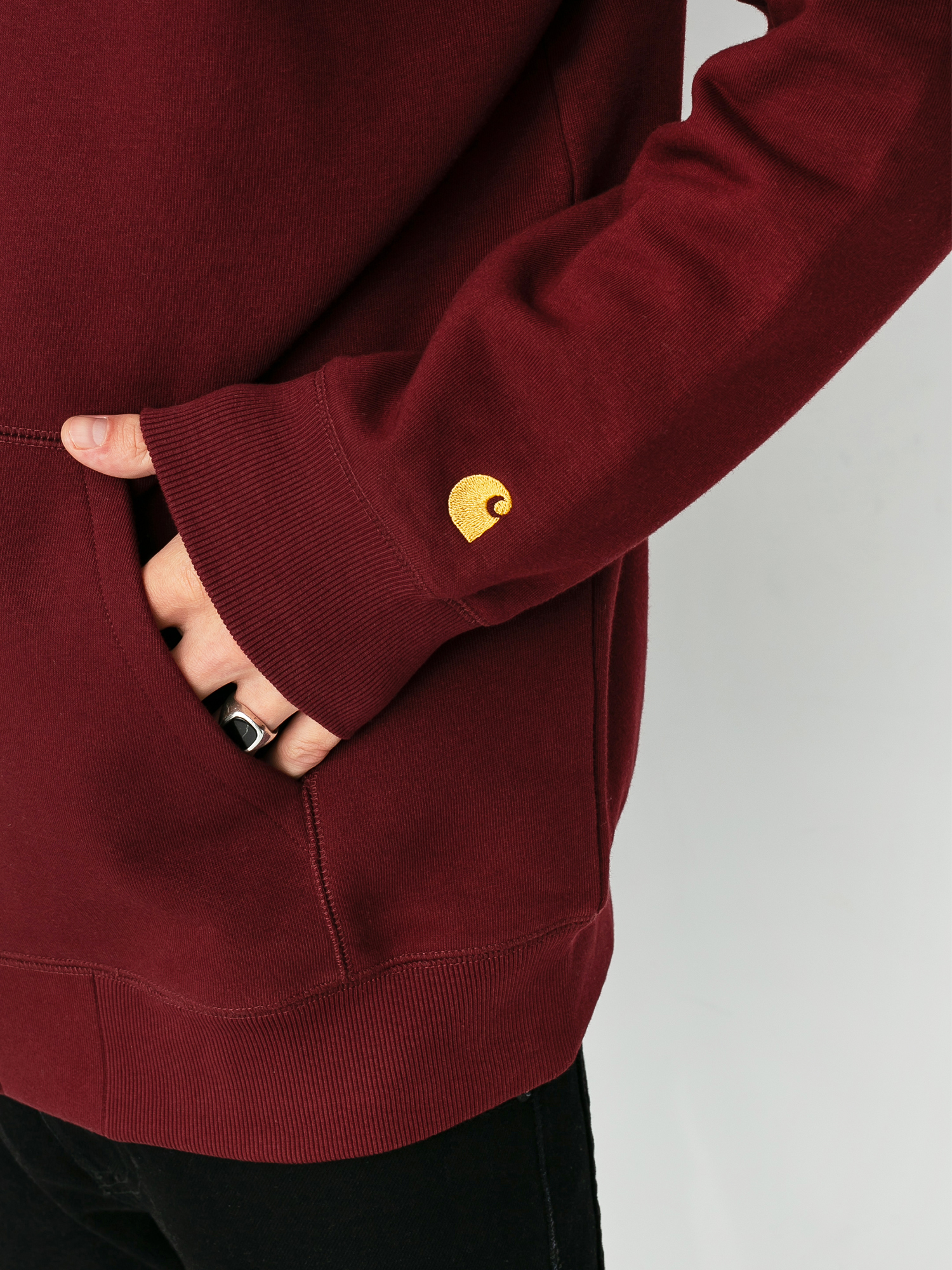 Bluza z kapturem Carhartt WIP Chase ZHD (bordeaux/gold)