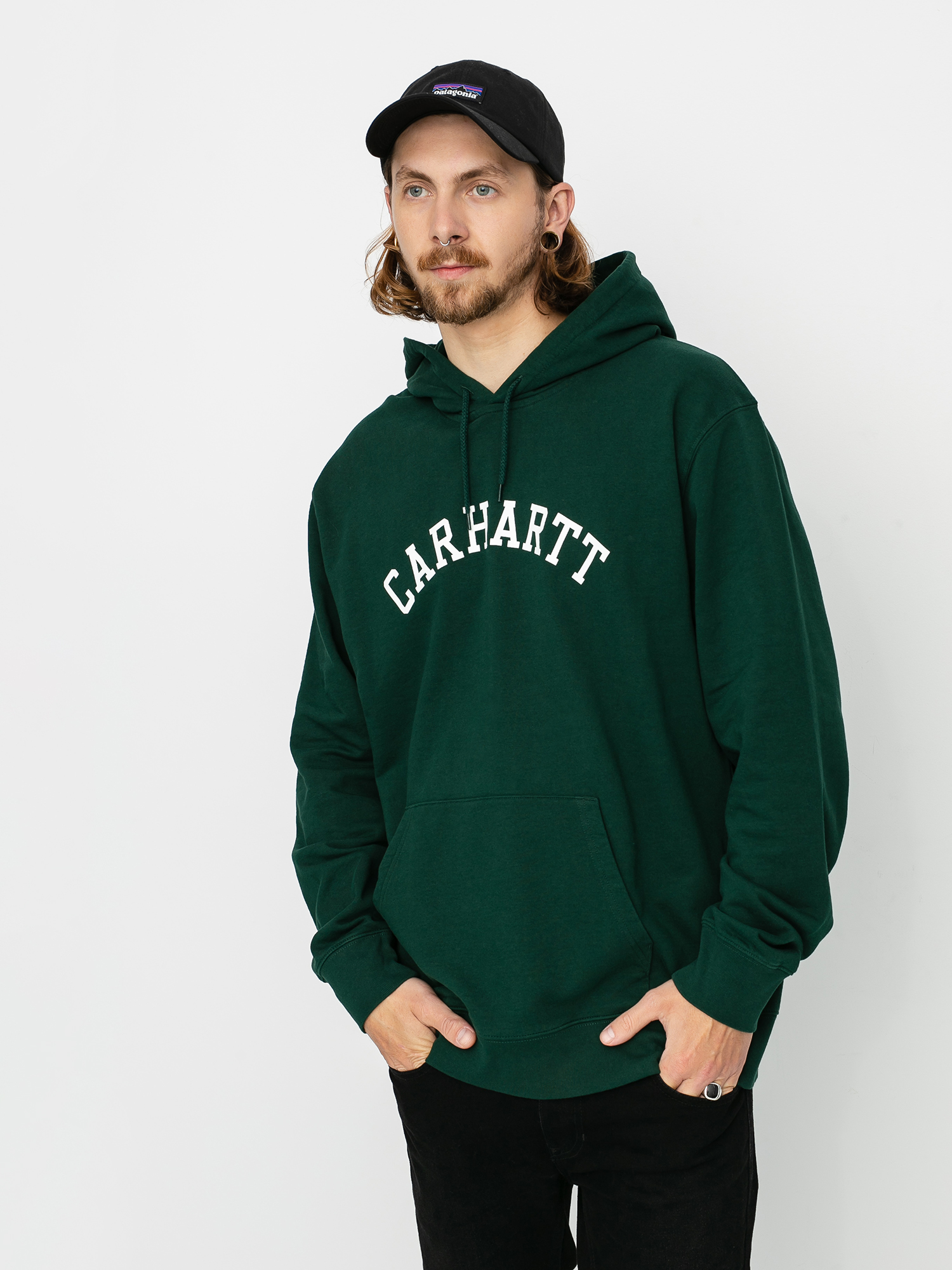 Bluza z kapturem Carhartt WIP University HD (bottle green/white)