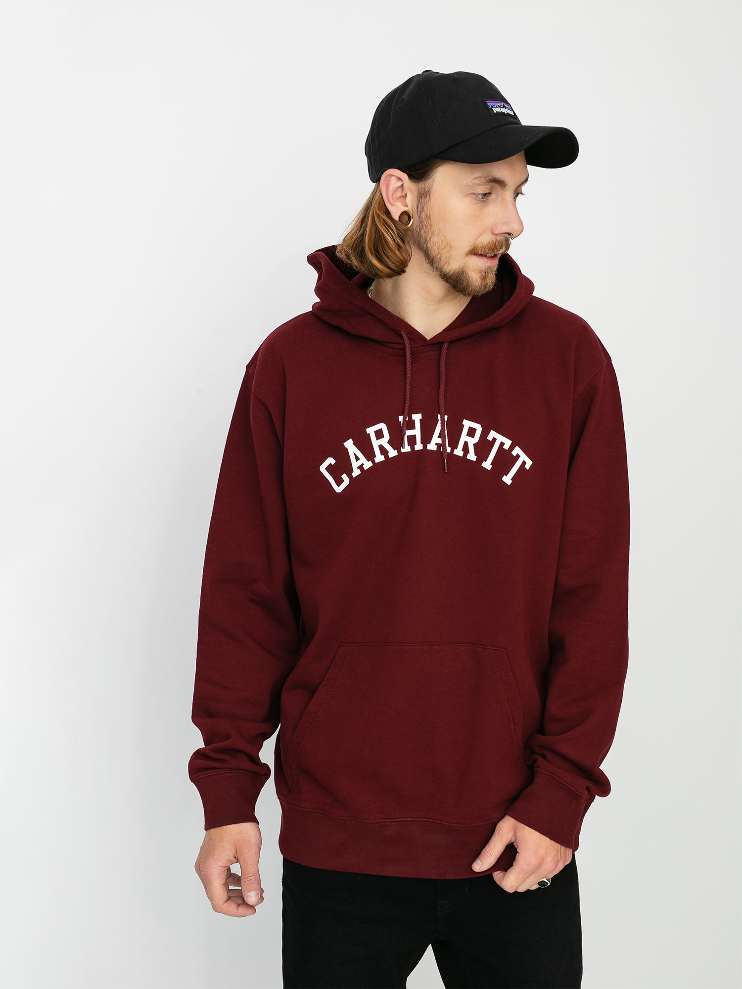 Bluza z kapturem Carhartt WIP University HD (bordeaux/white)