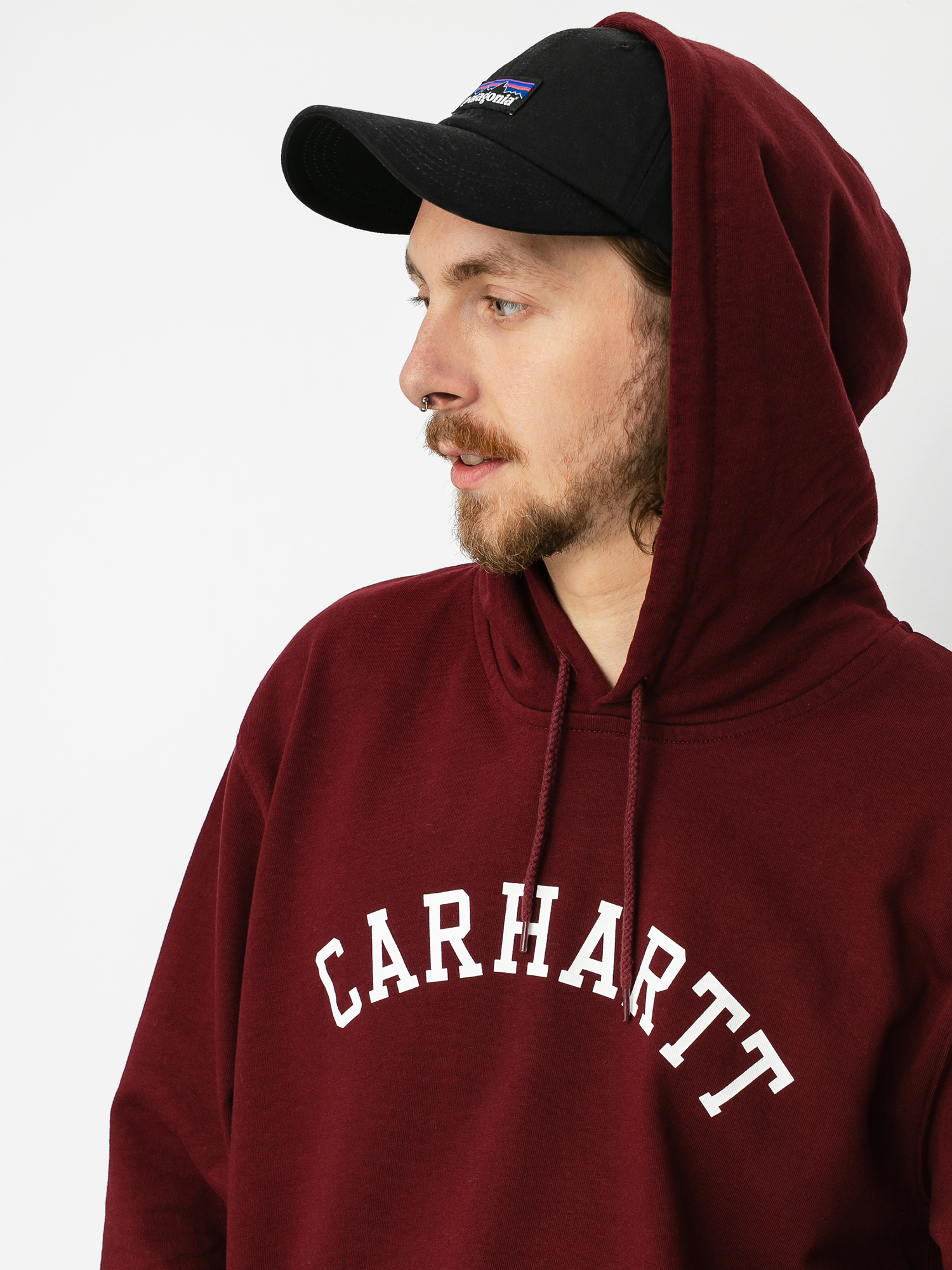 Bluza z kapturem Carhartt WIP University HD (bordeaux/white)