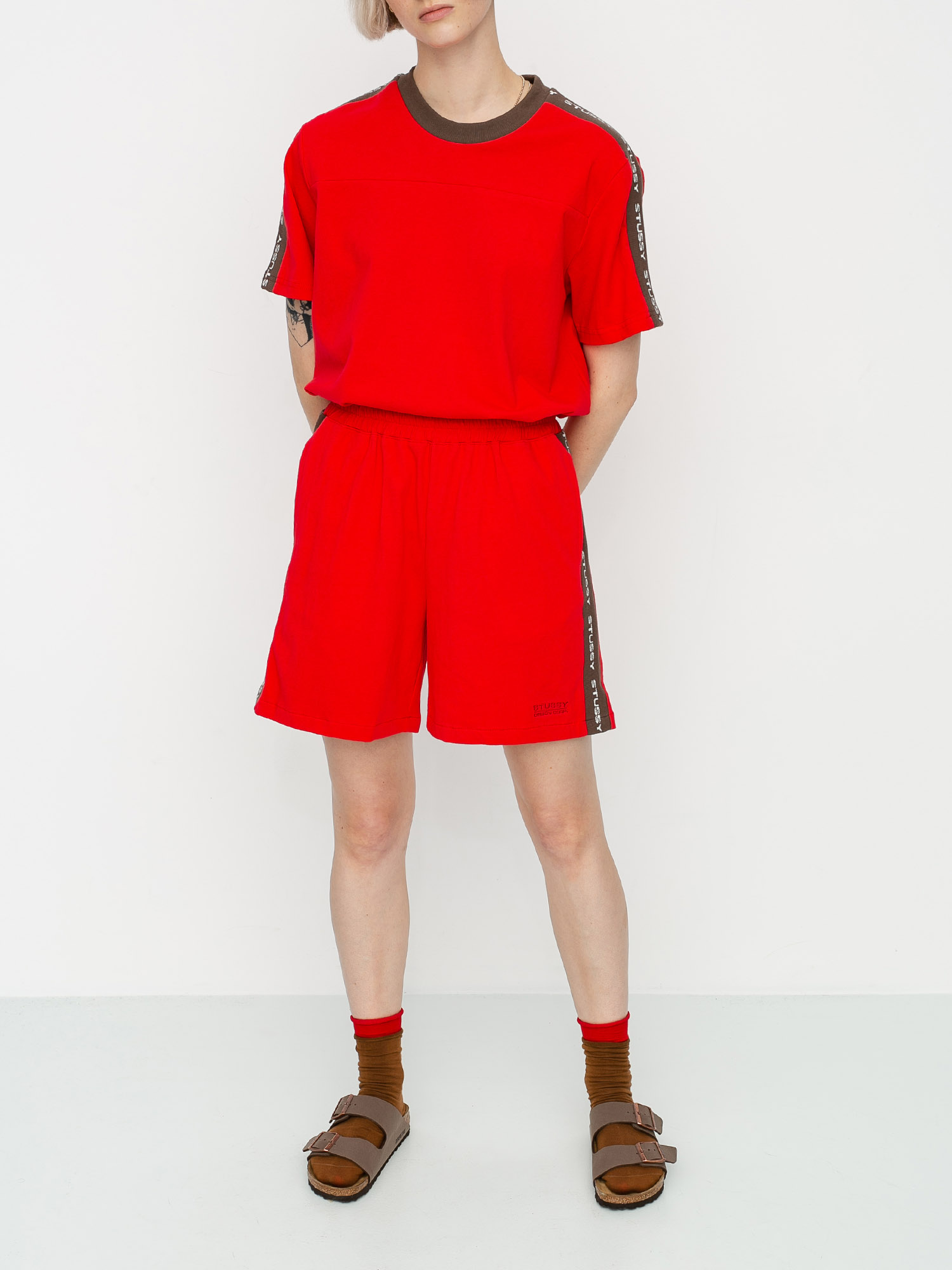 Szorty Stussy Rib Logo Wmn (red)