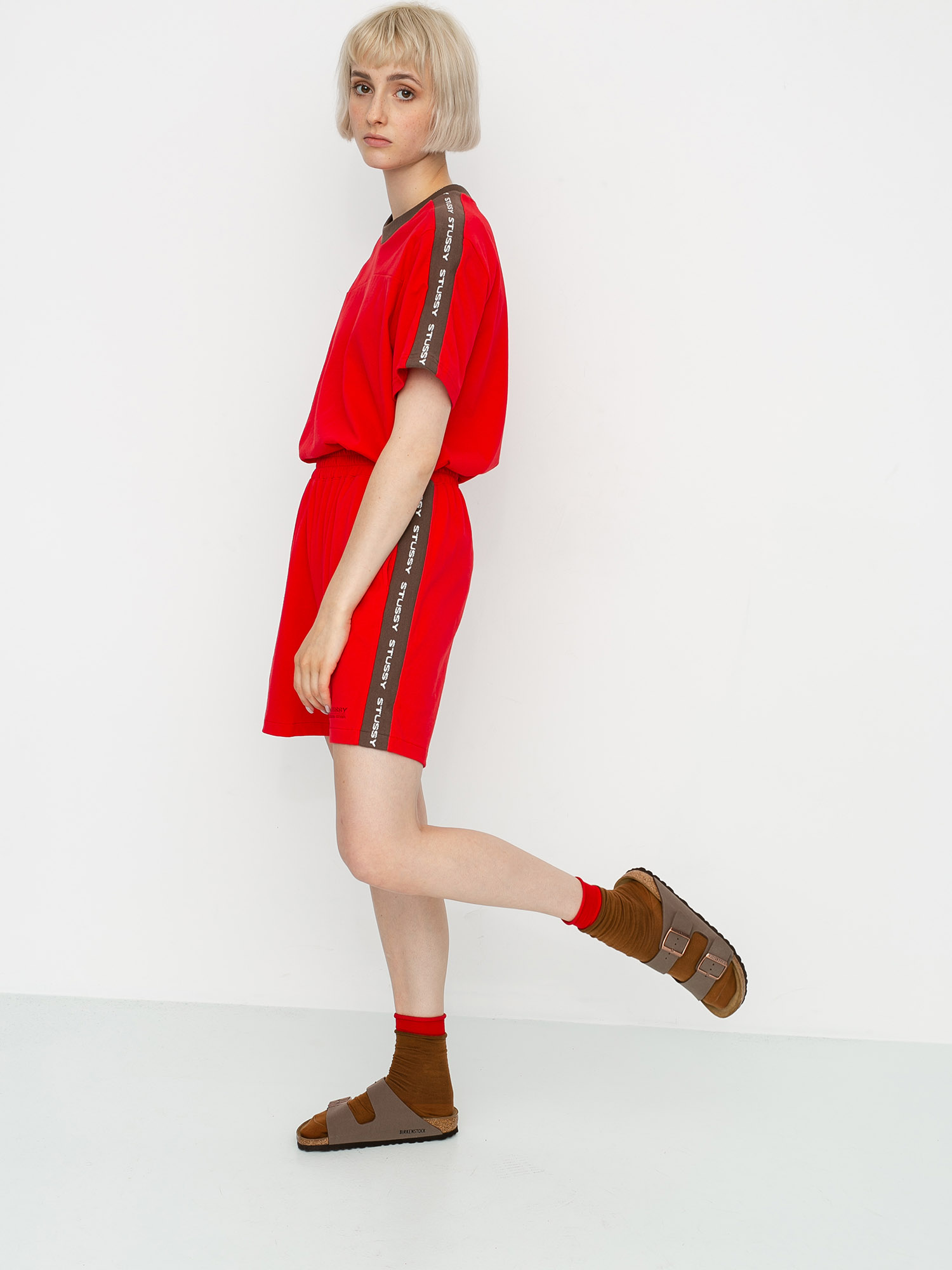 Szorty Stussy Rib Logo Wmn (red)