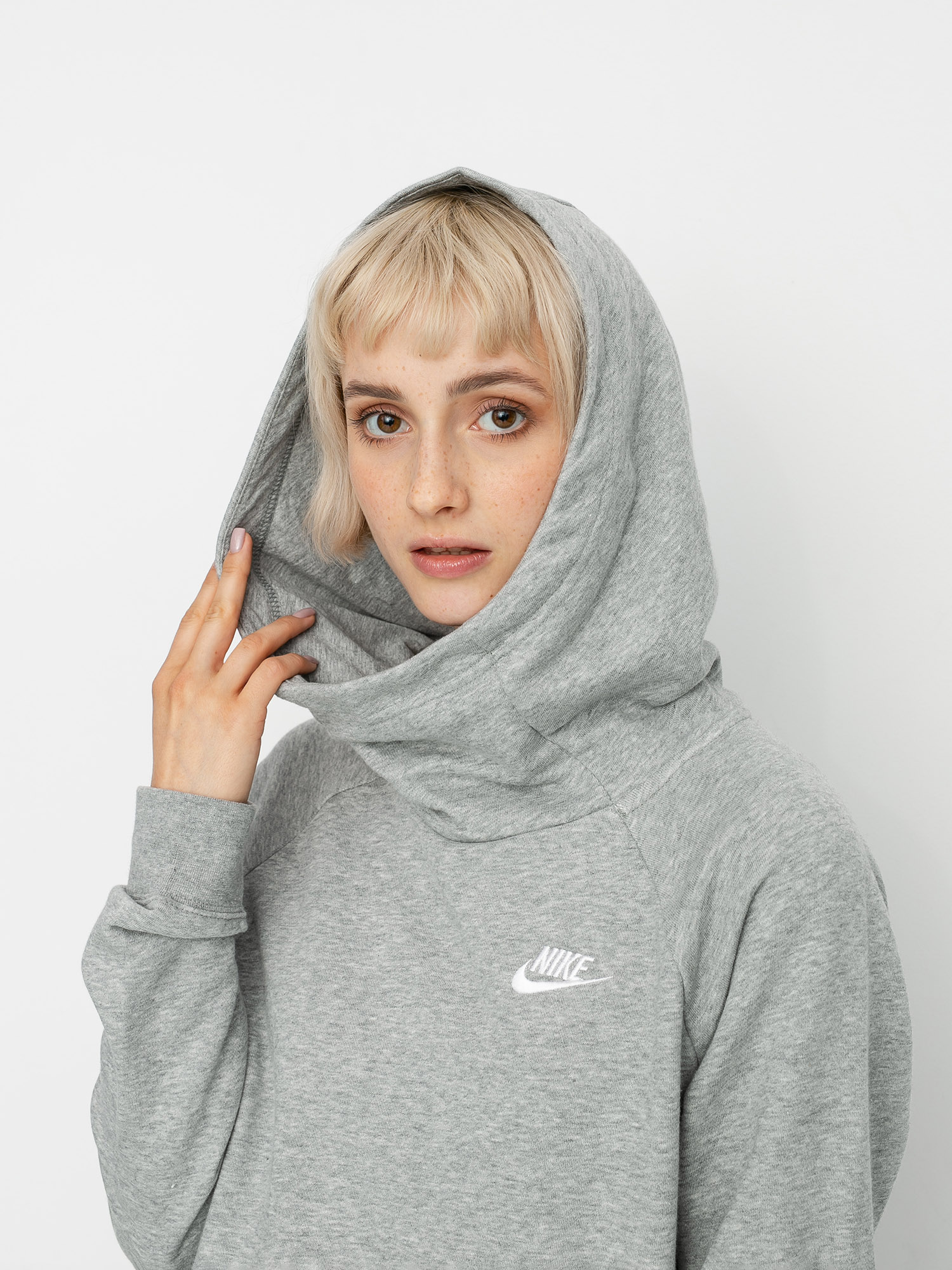 Bluza z kapturem Nike Sportswear Essential HD Wmn (grey heather/white)