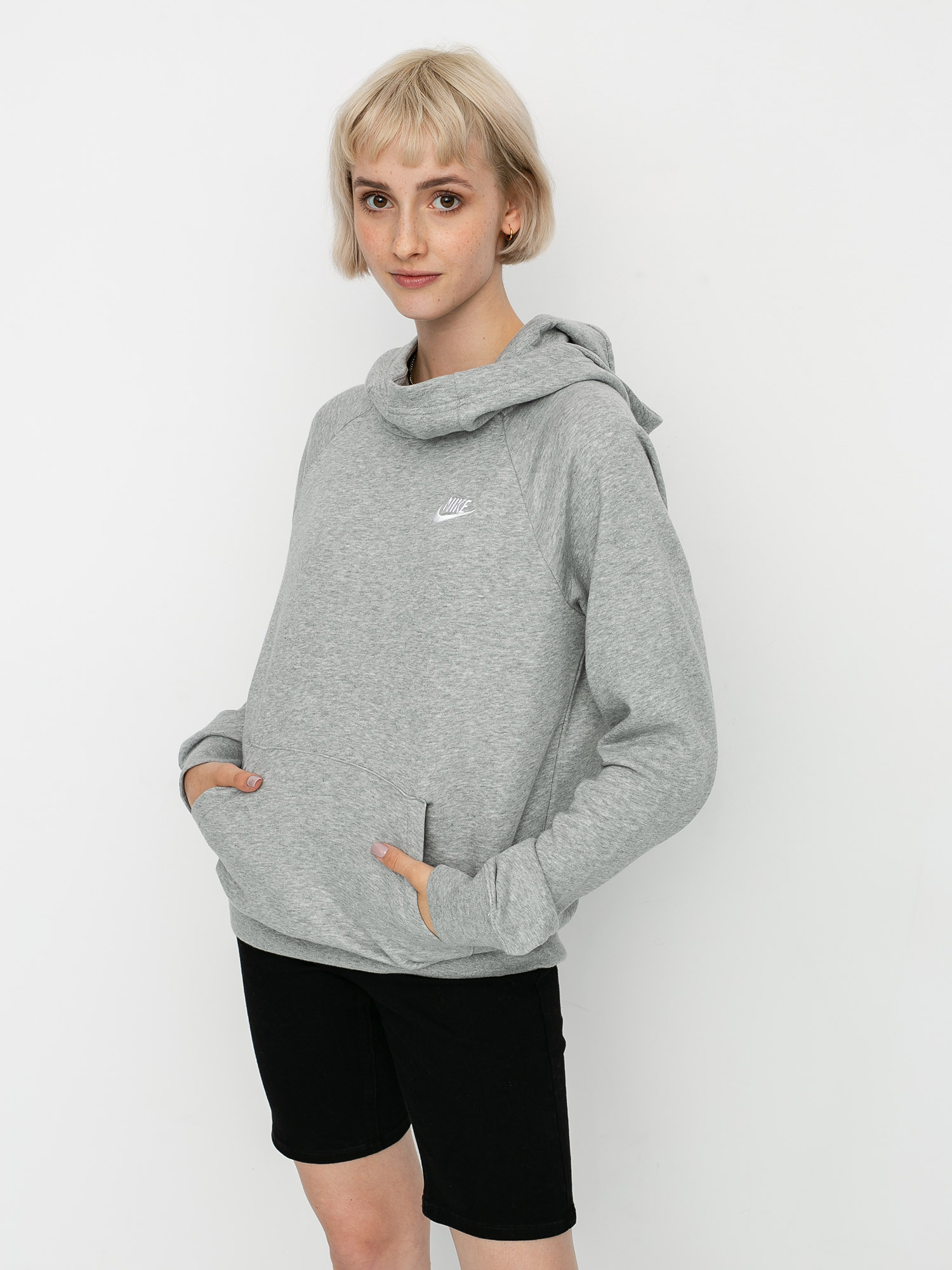 Bluza z kapturem Nike Sportswear Essential HD Wmn (grey heather/white)