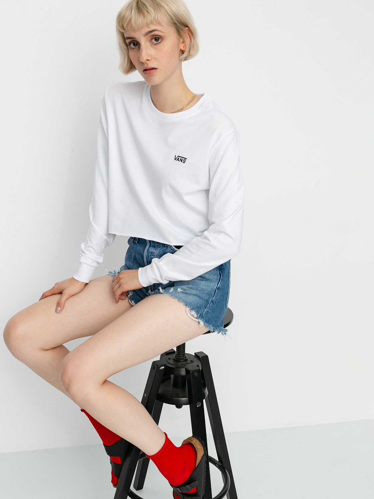Longsleeve Vans Junior V Crop Wmn (white/black)