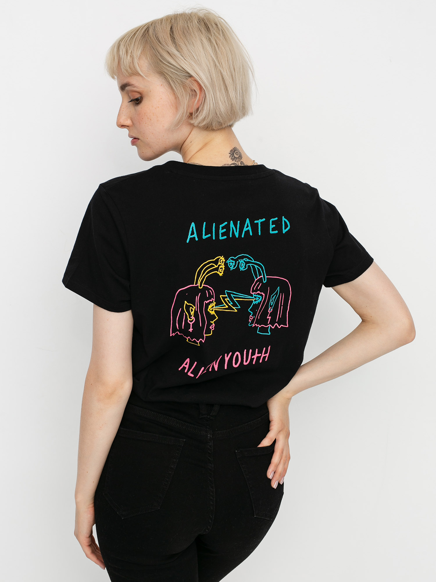 T-shirt Volcom Ozzy Alien Vneck Wmn (black)