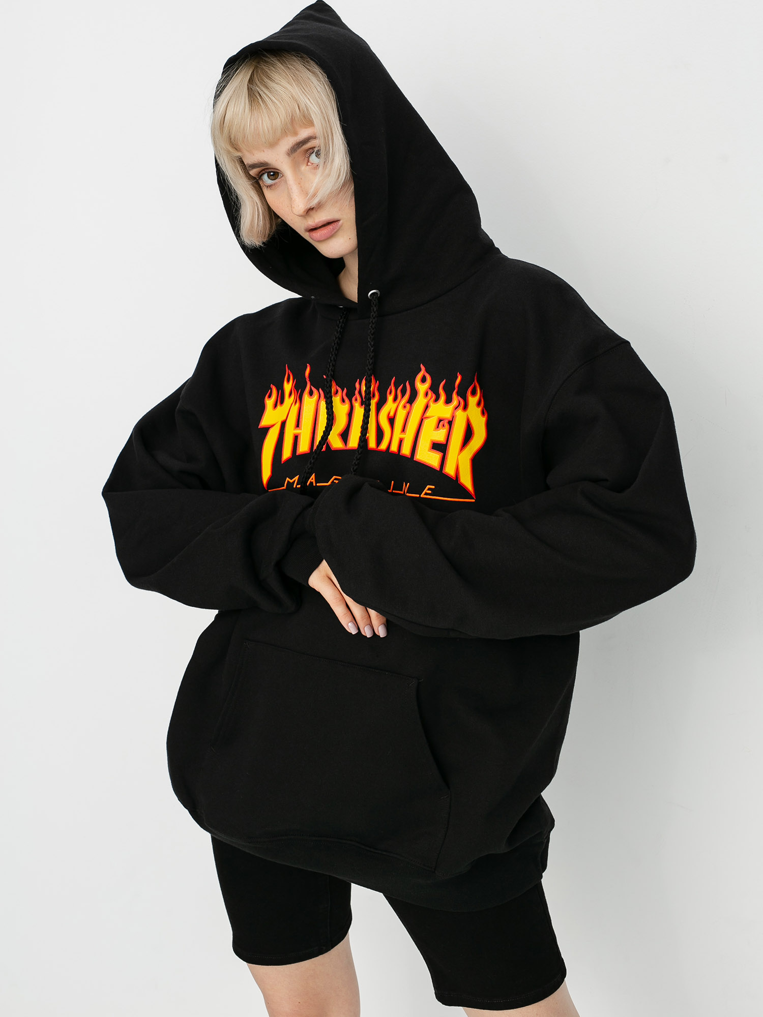 Bluza z kapturem Thrasher Flame HD Wmn (black)