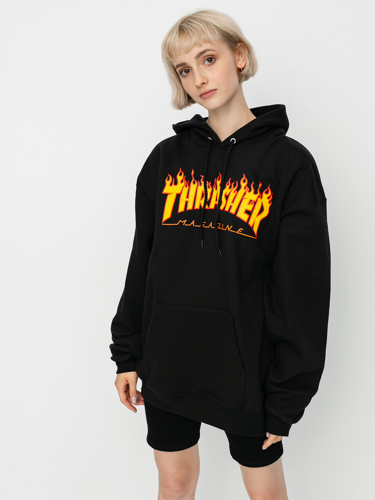 Bluza z kapturem Thrasher Flame HD Wmn (black)