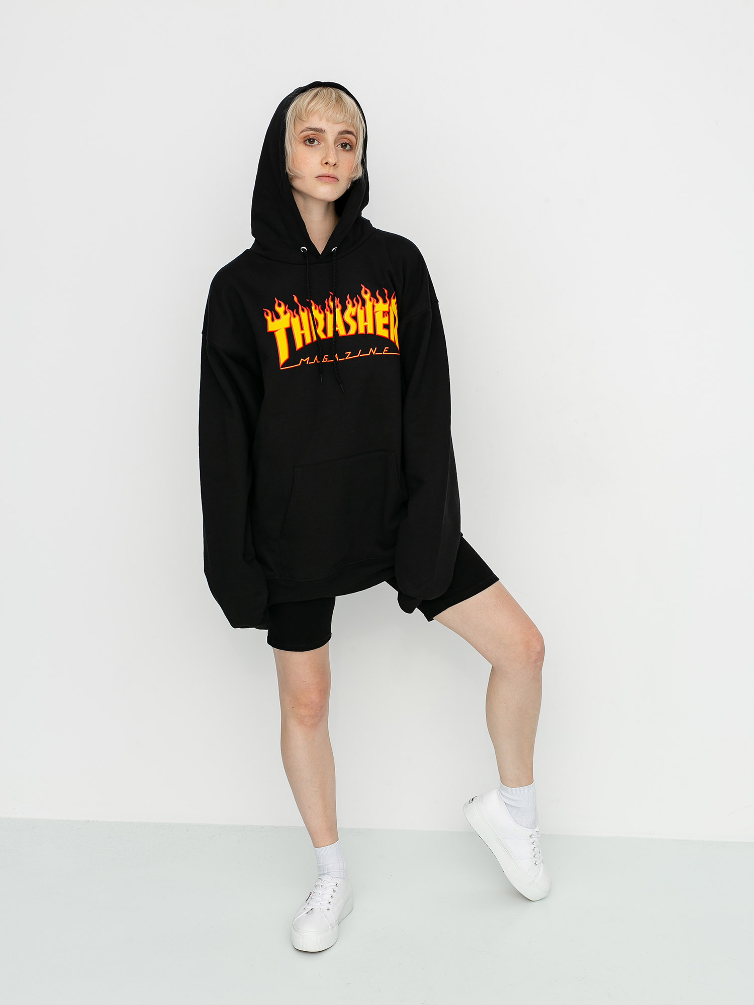 Bluza z kapturem Thrasher Flame HD Wmn (black)