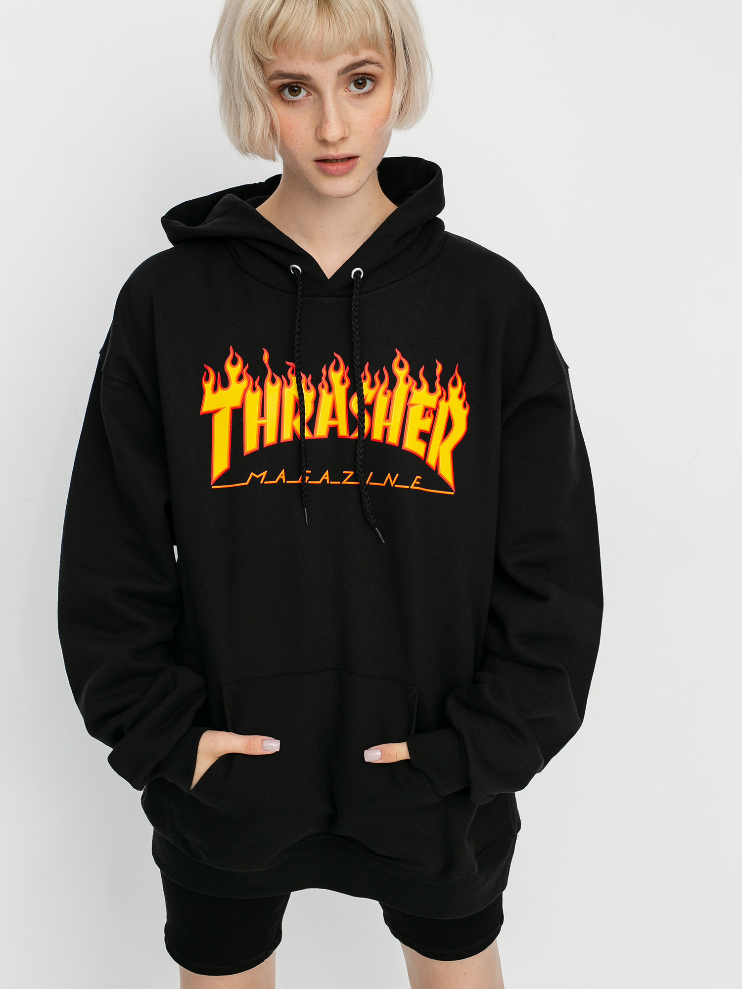 Bluza z kapturem Thrasher Flame HD Wmn (black)