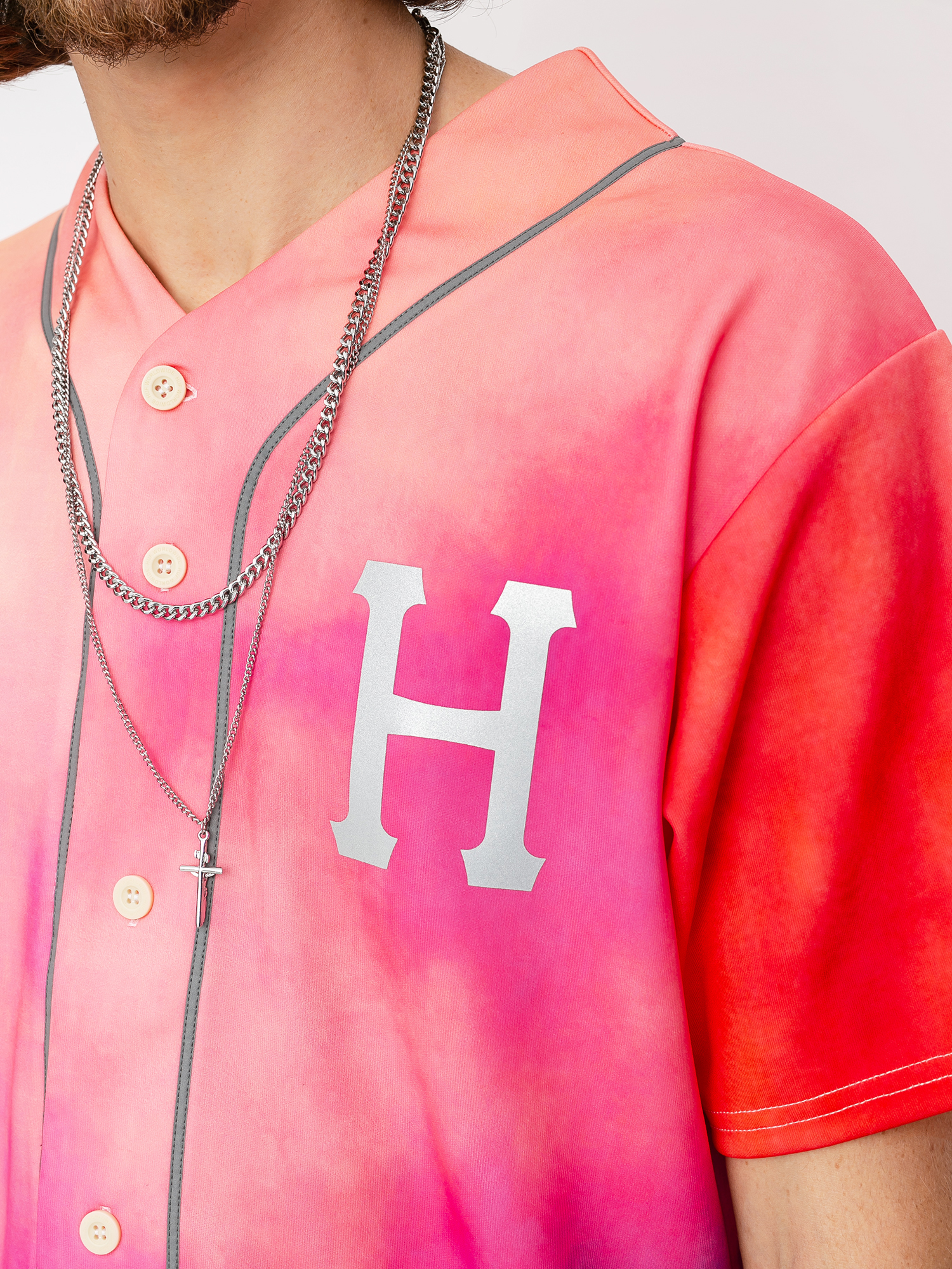 Koszulka HUF Classic H Refl Baseball (coral pink)