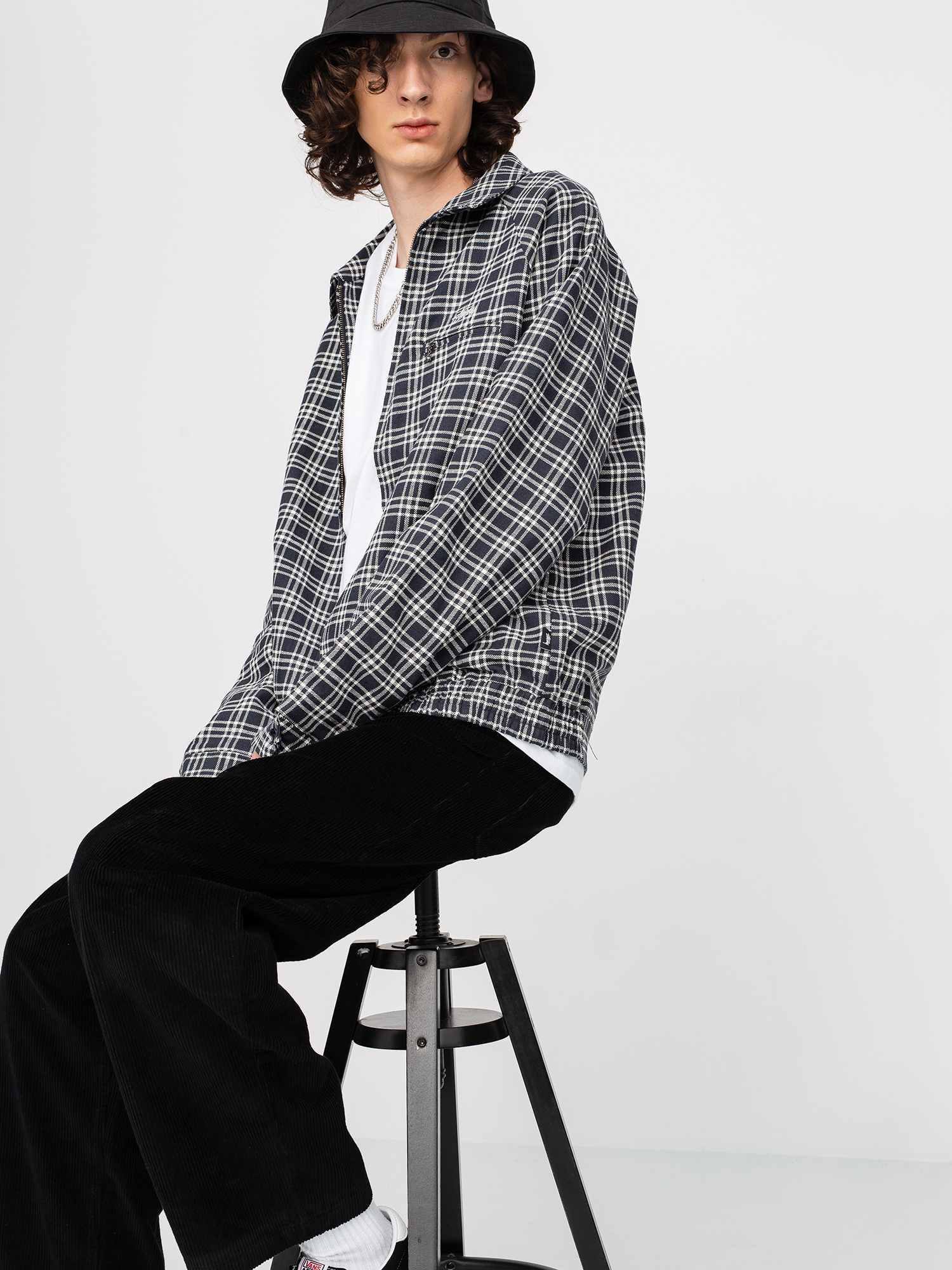 Kurtka Stussy Plaid Linen Bryan (navy)