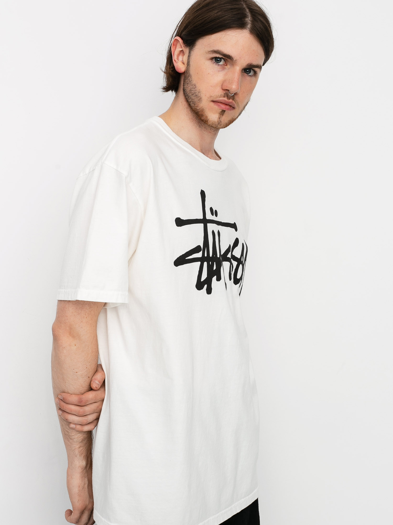 T-shirt Stussy Basic Logo Pig Dyed (natural)