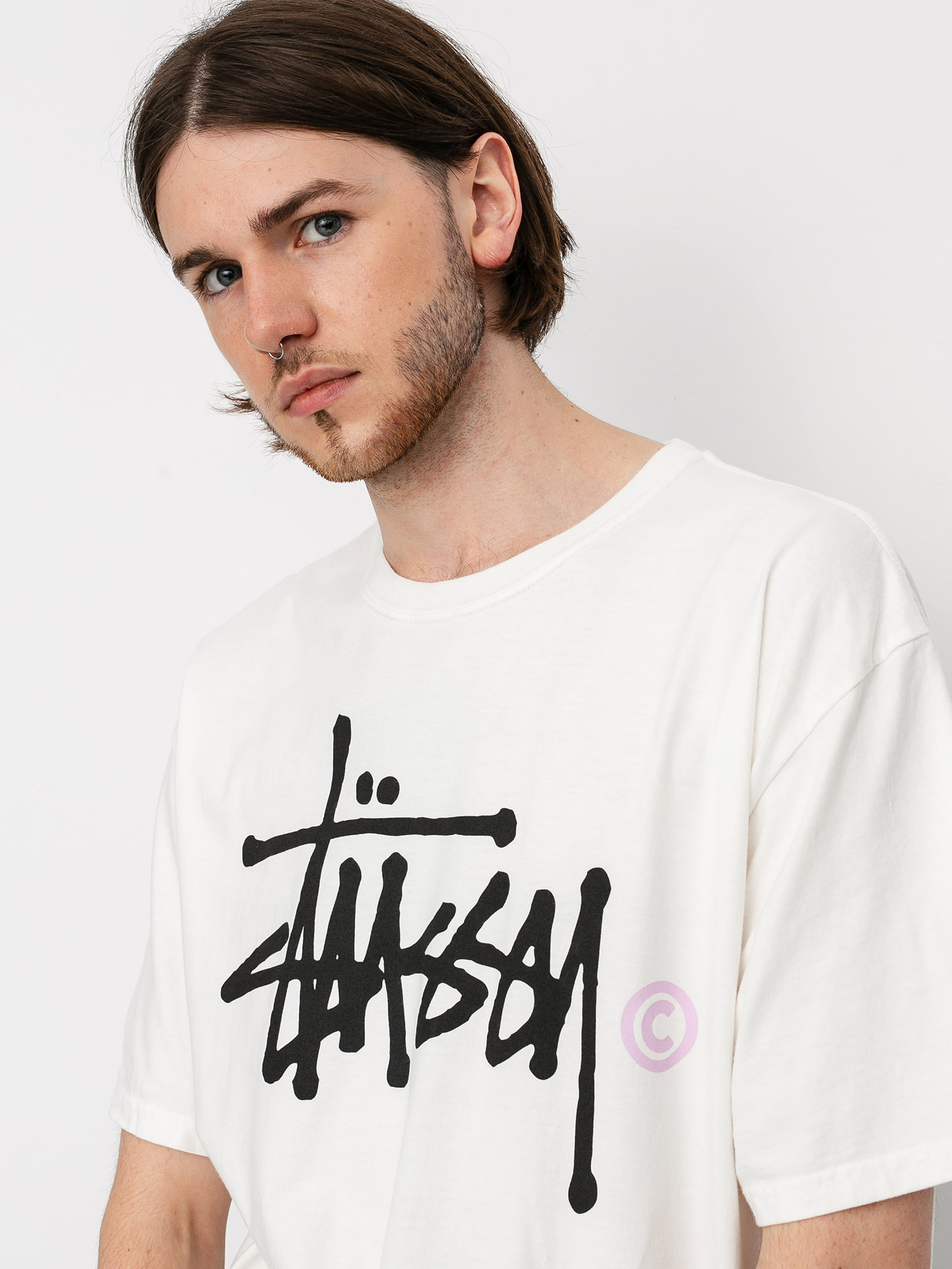 T-shirt Stussy Basic Logo Pig Dyed (natural)