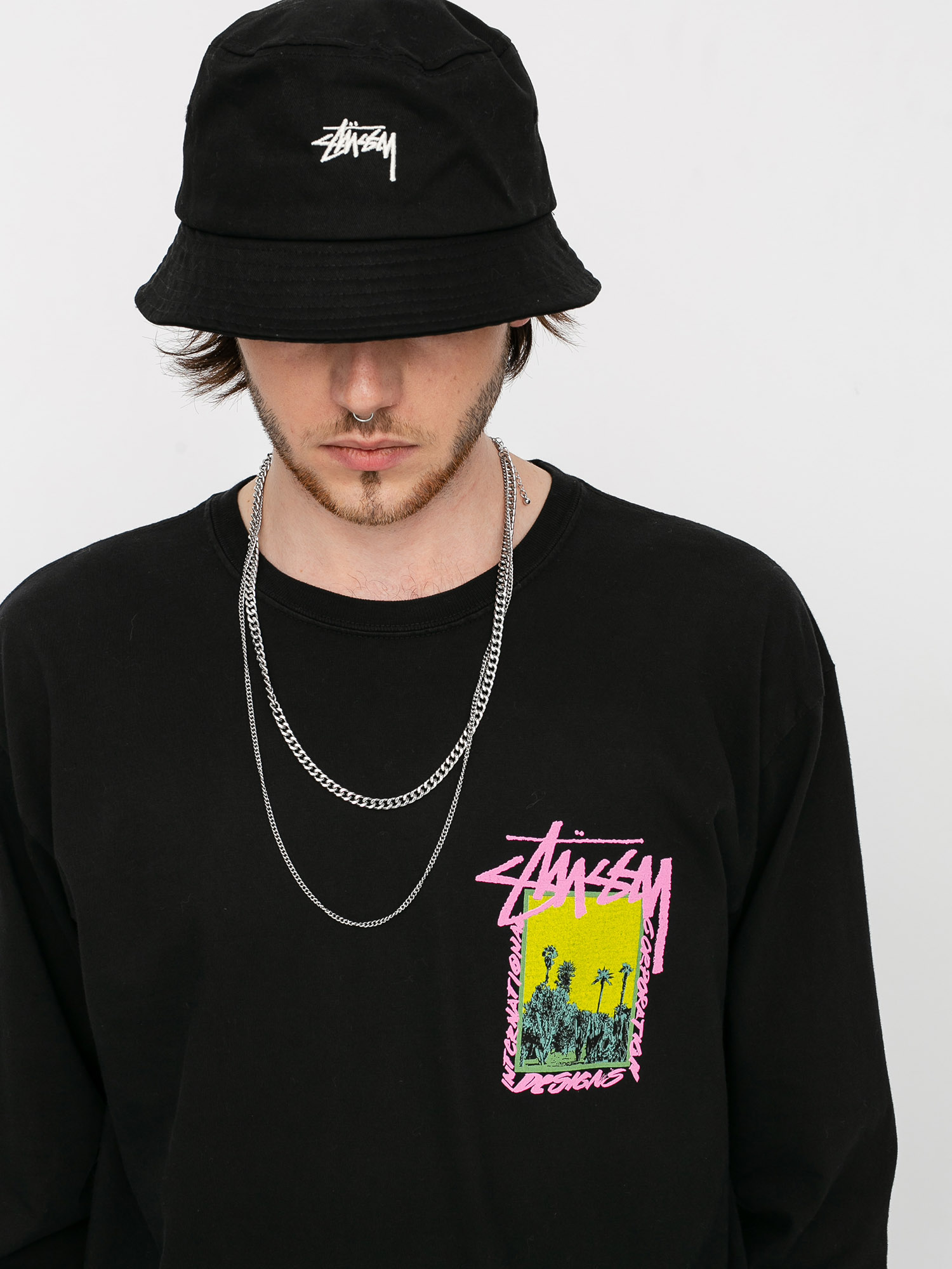 Longsleeve Stussy Palm Desert Pig Dyed (black)
