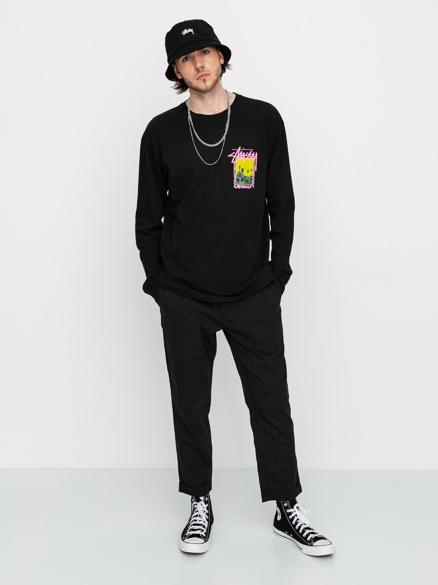 Longsleeve Stussy Palm Desert Pig Dyed (black)