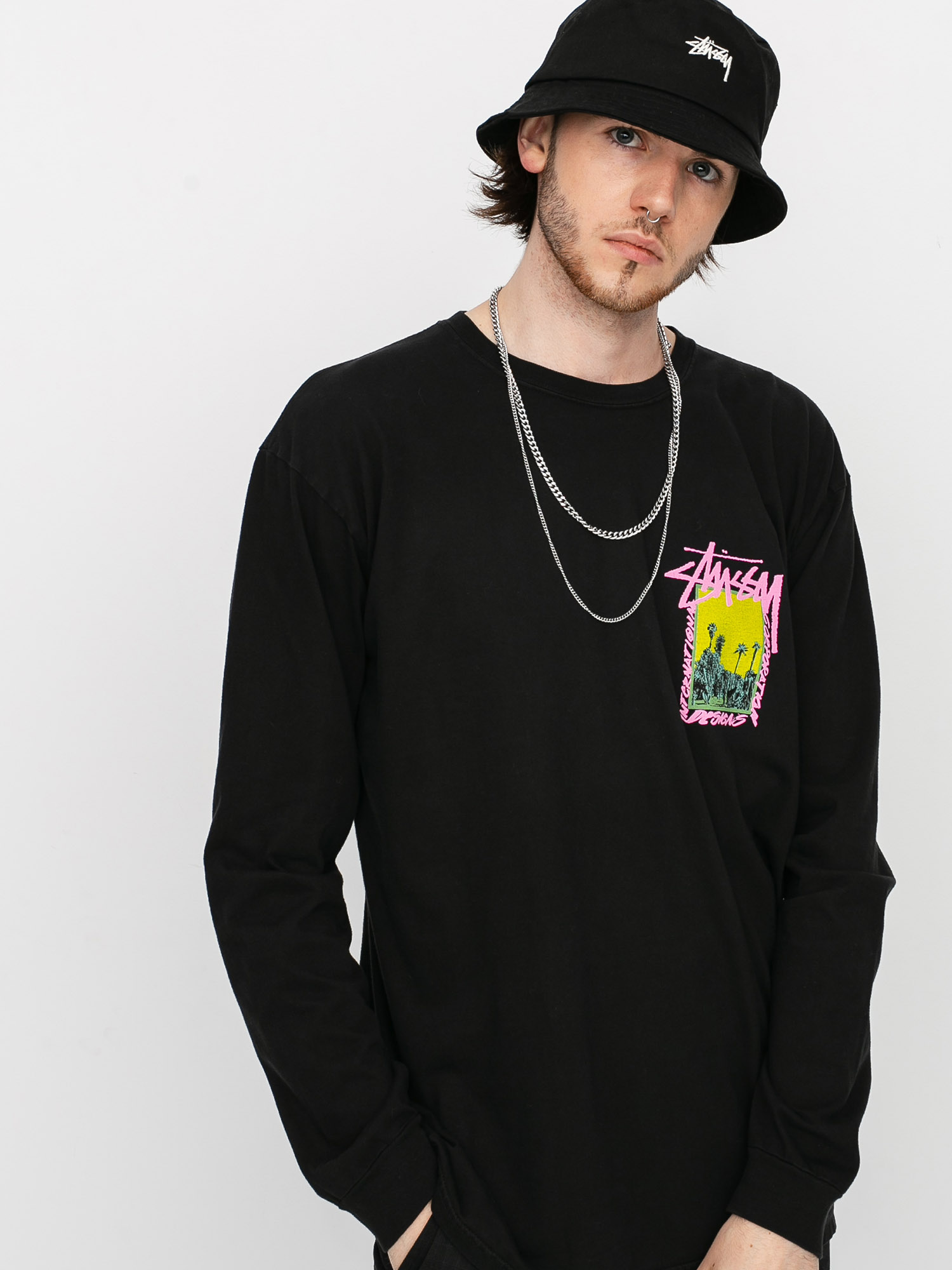 Longsleeve Stussy Palm Desert Pig Dyed (black)