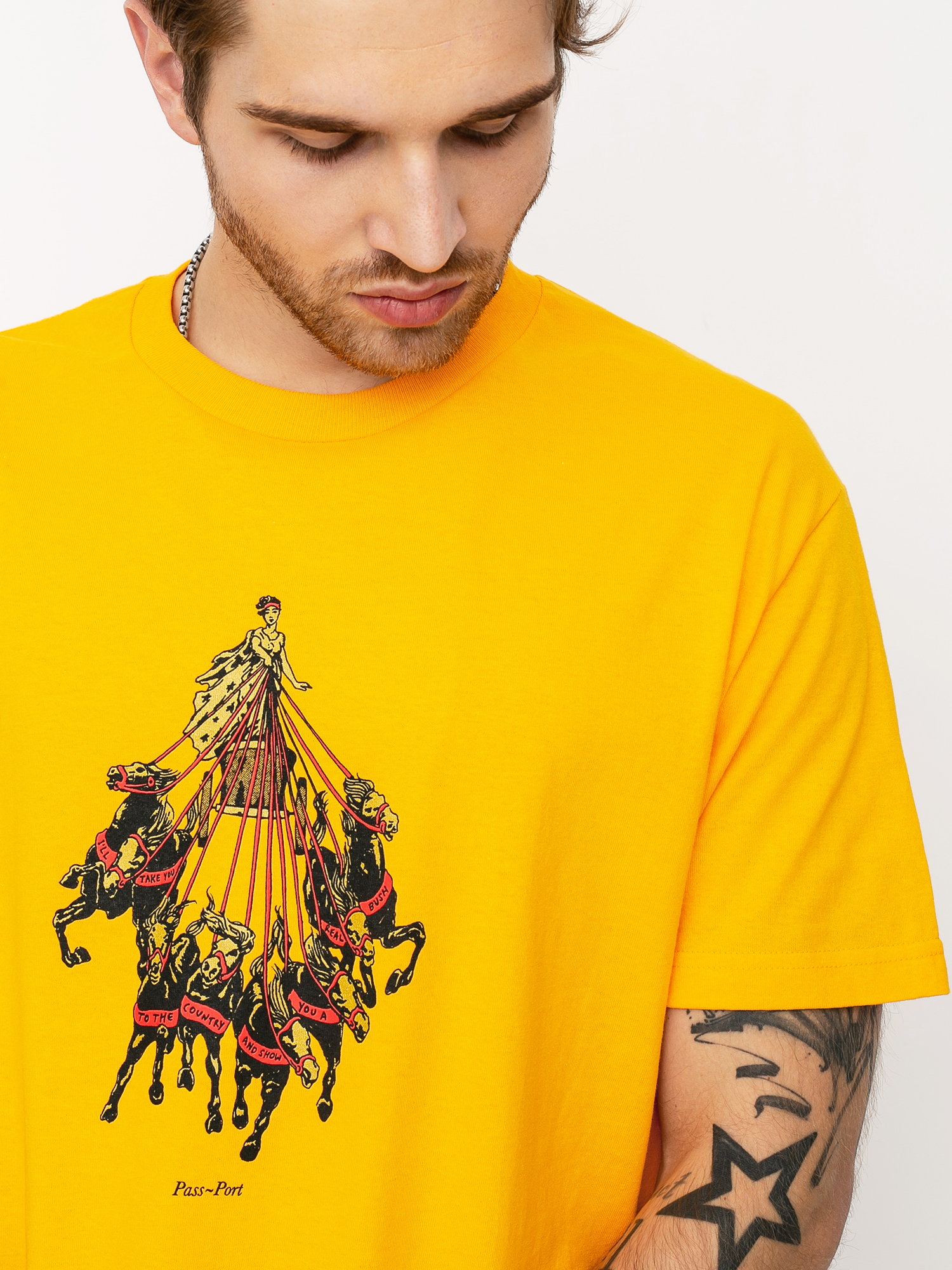 T-shirt Pass Port State Horses (gold)