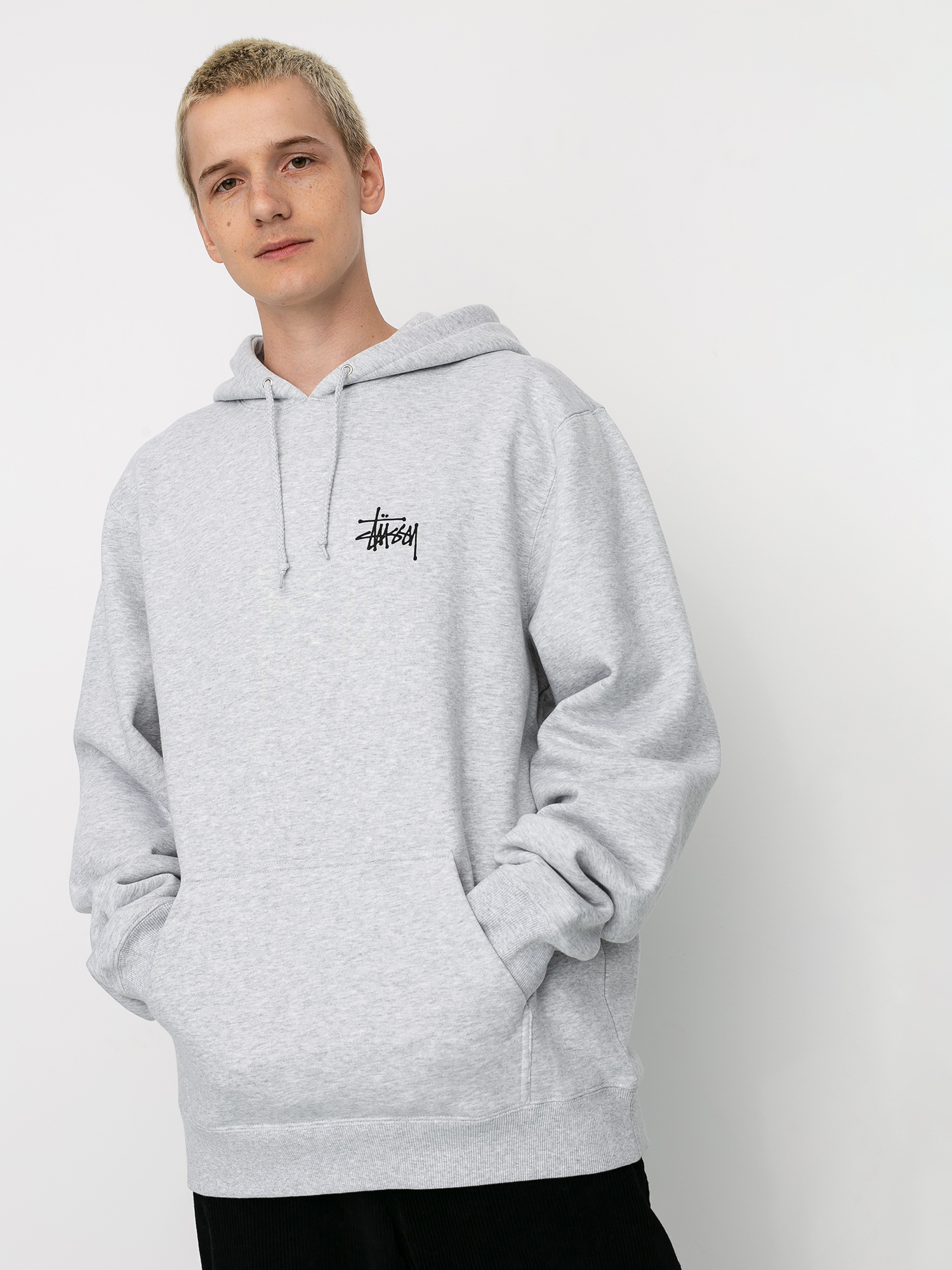 Bluza z kapturem Stussy Basic Stussy HD (ash heather)