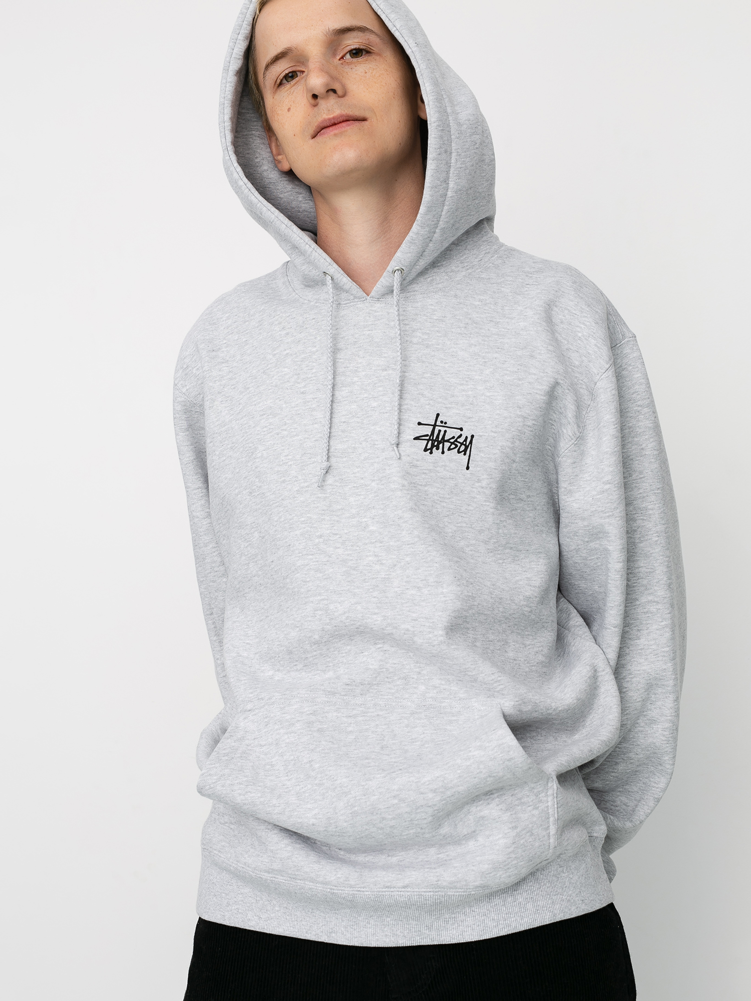 Bluza z kapturem Stussy Basic Stussy HD (ash heather)