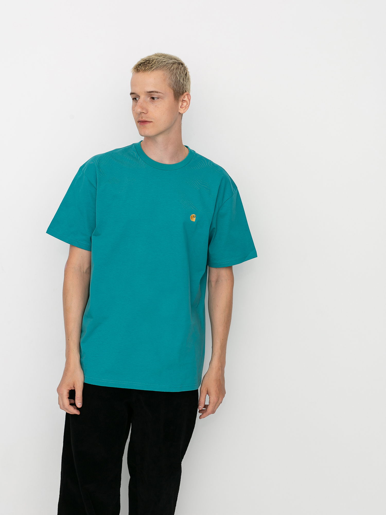 T-shirt Carhartt WIP Chase (frosted turquoise/gold)