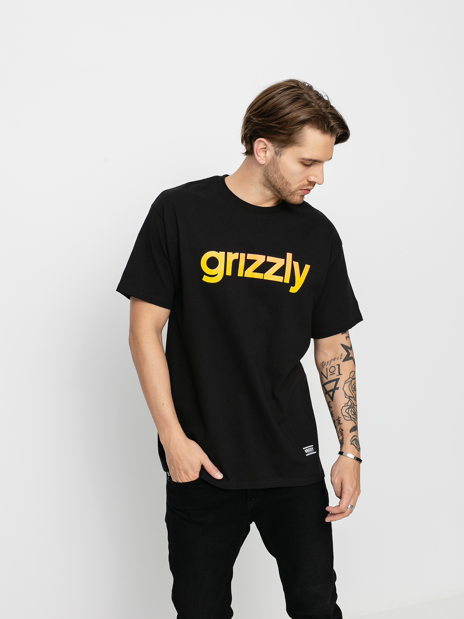 T-shirt Grizzly Griptape X Champion Lowercase Fadeaway (black)
