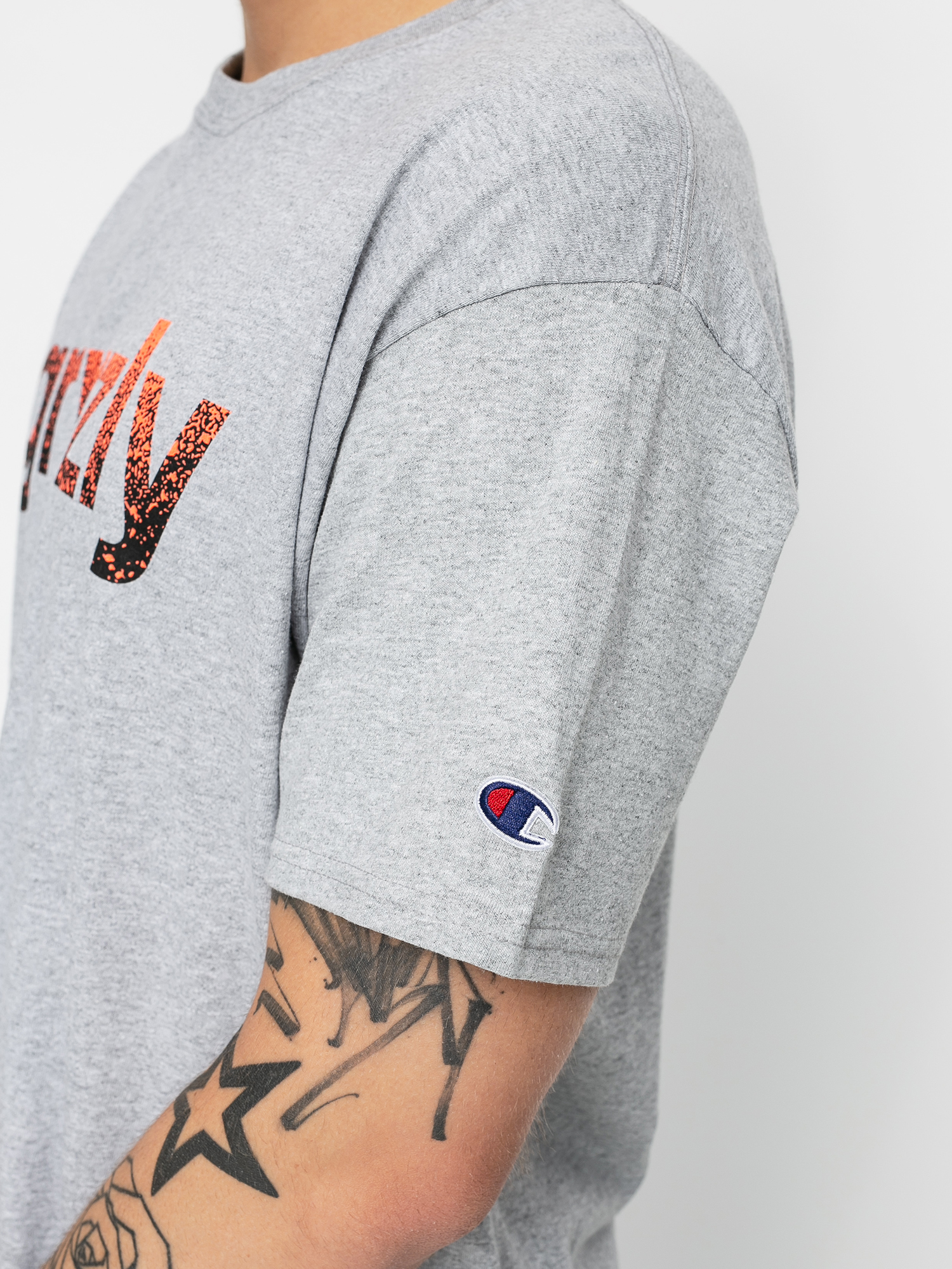 T-shirt Grizzly Griptape X Champion Lowercase Fadeaway (grey heather)