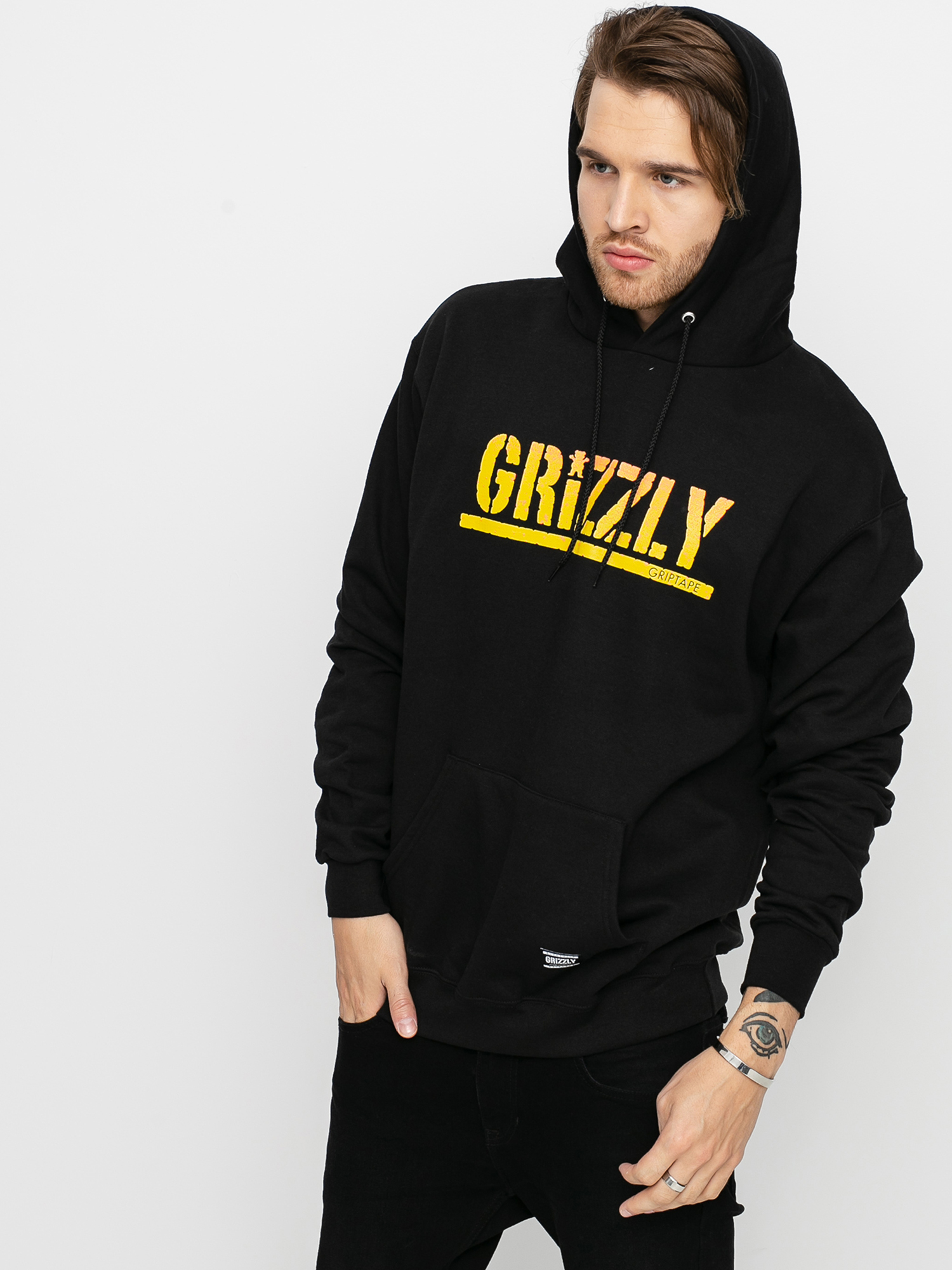 Bluza z kapturem Grizzly Griptape X Champion Stamp Fadeaway HD (black)