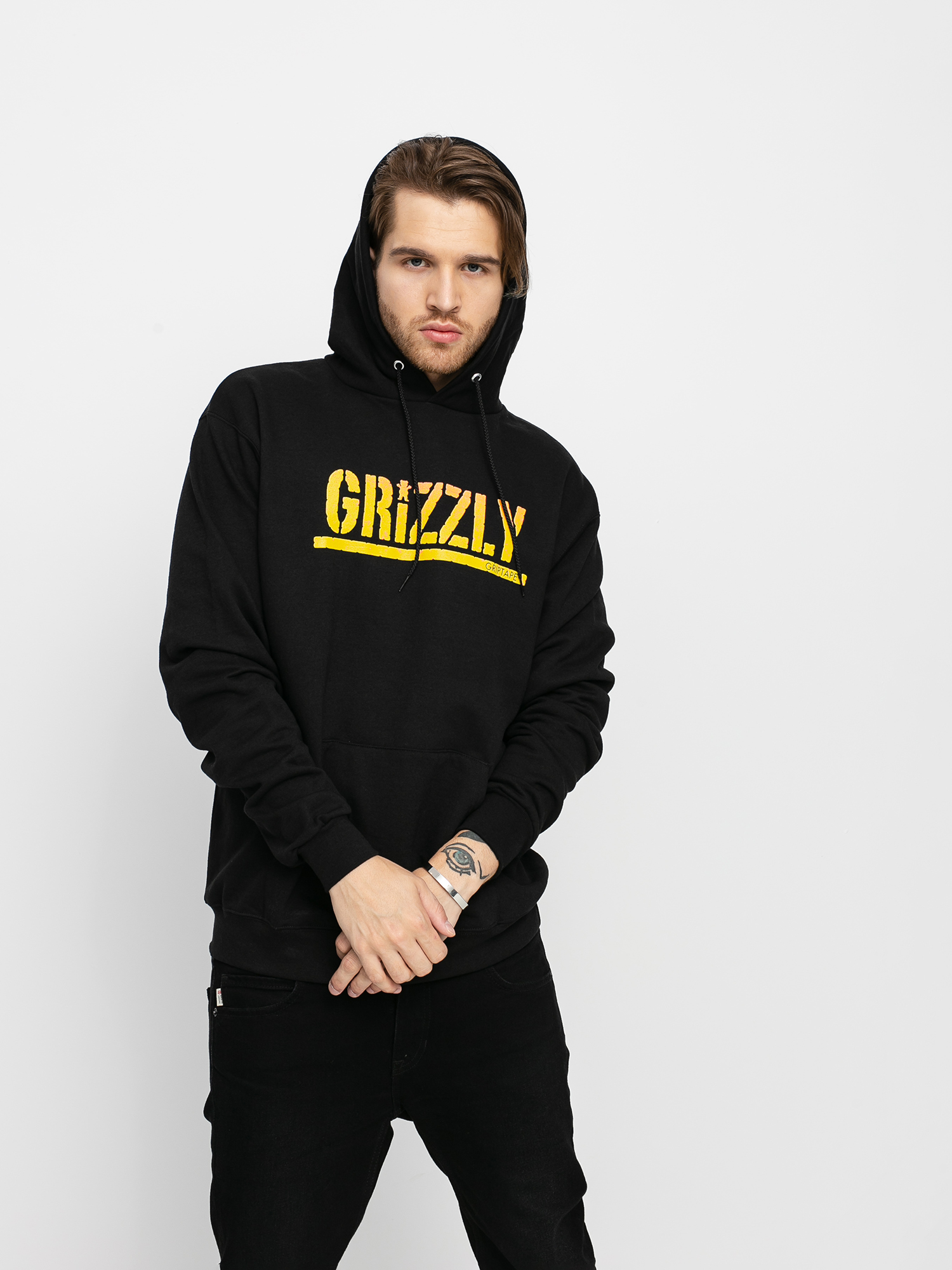 Bluza z kapturem Grizzly Griptape X Champion Stamp Fadeaway HD (black)