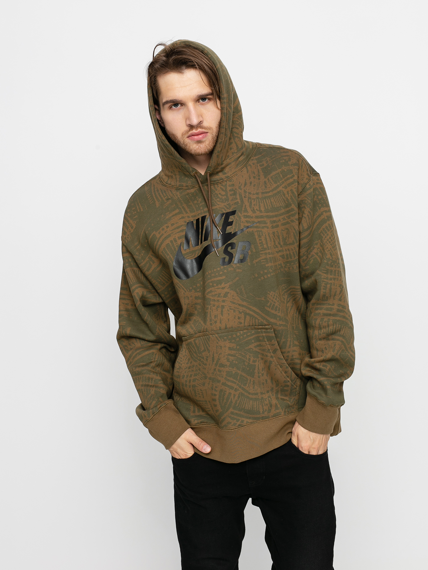 Bluza z kapturem Nike SB Aop HD (cargo khaki/cargo khaki/black)