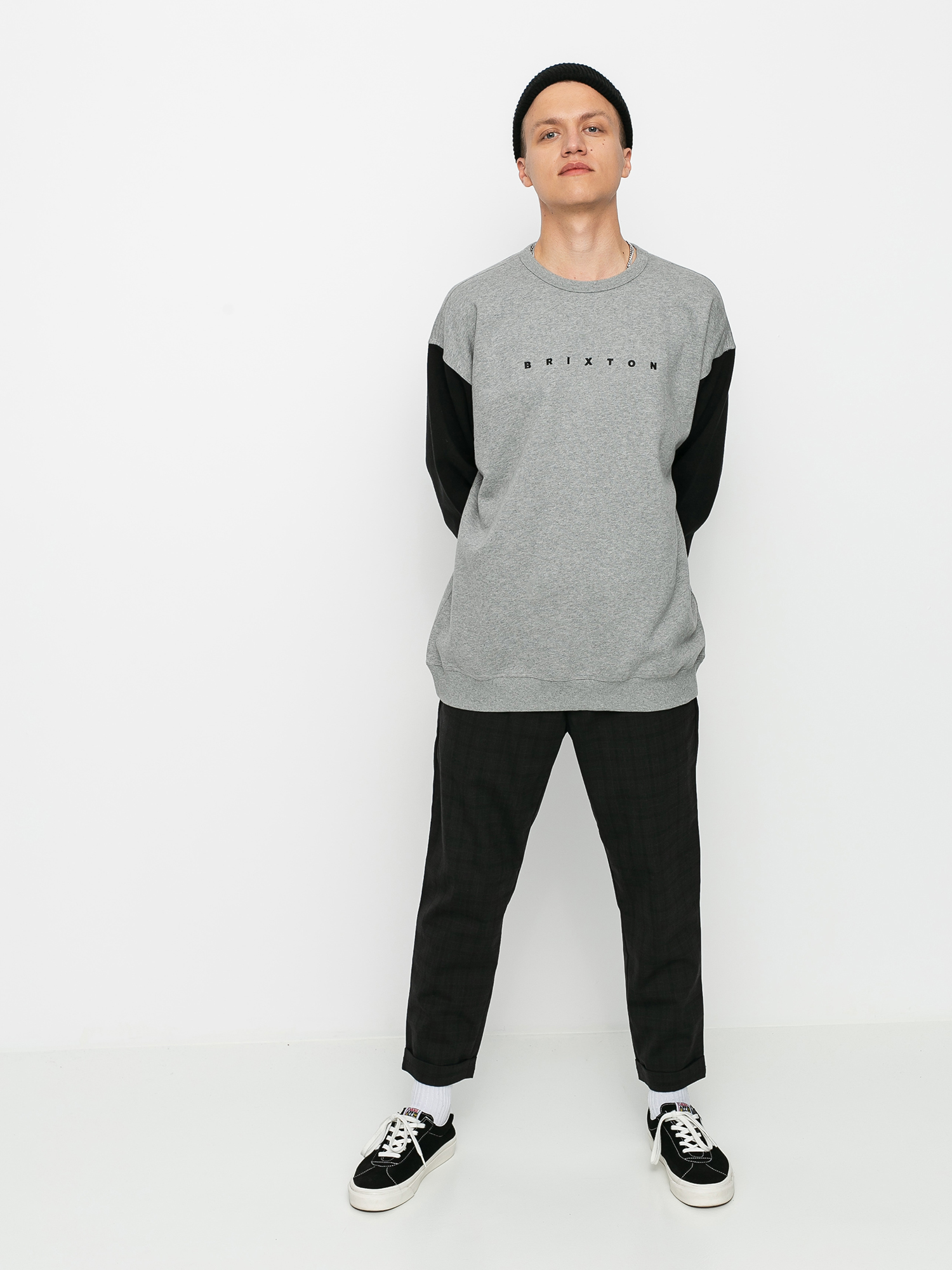 Bluza Brixton Cantor Crew (heather grey/black)