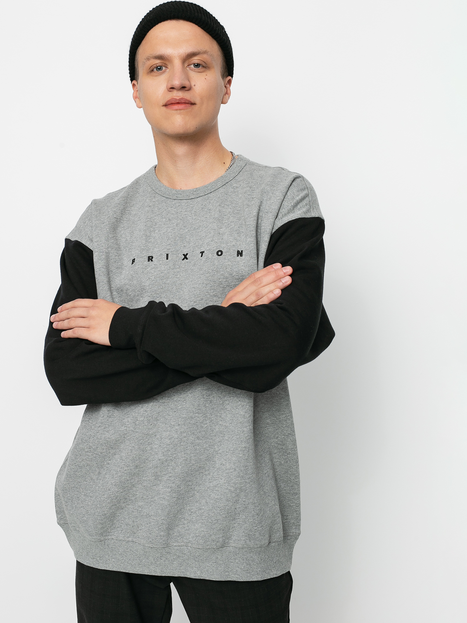 Bluza Brixton Cantor Crew (heather grey/black)
