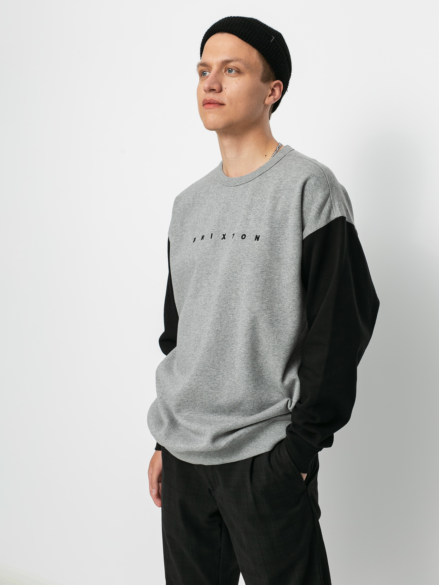 Bluza Brixton Cantor Crew (heather grey/black)