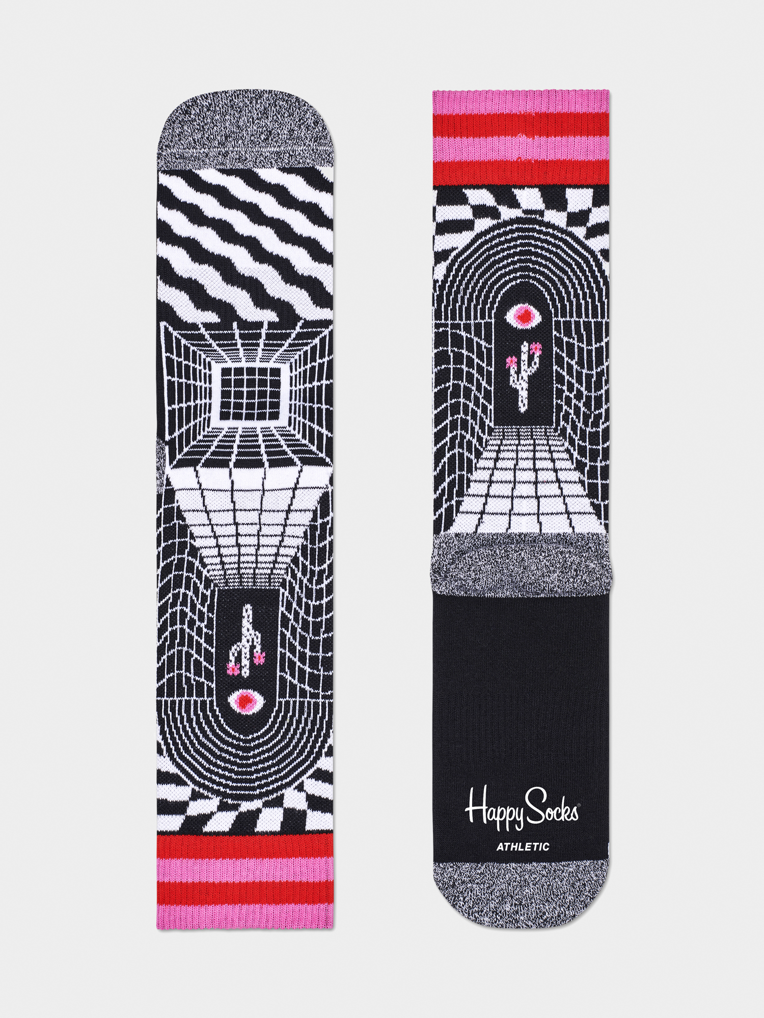 Skarpetki Happy Socks Athletic Illusion (black/white/red)