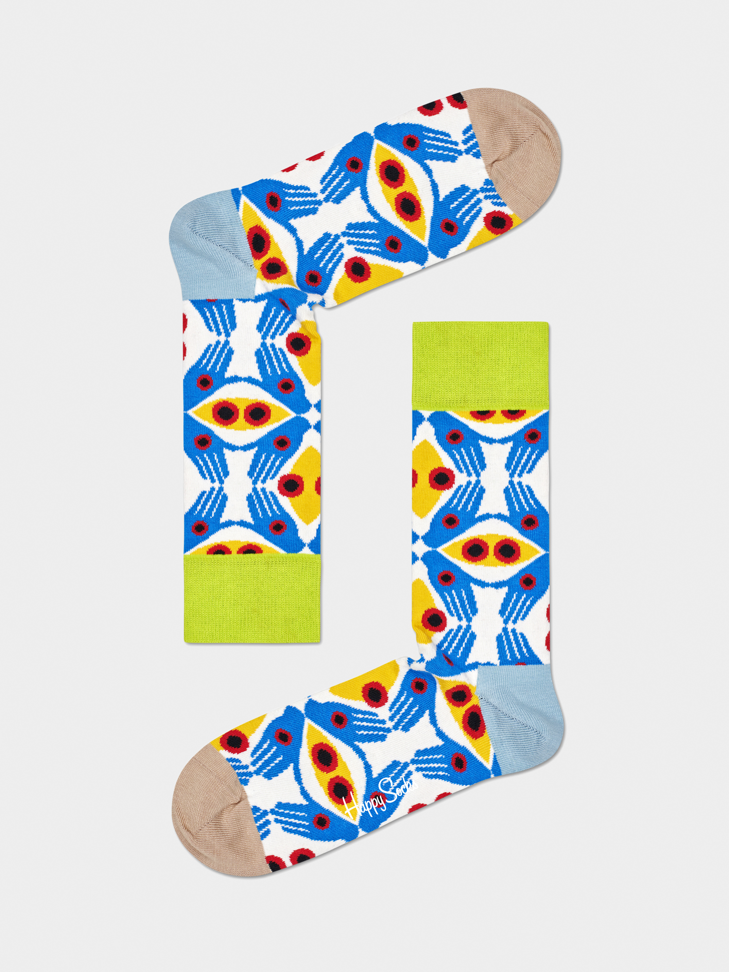 Skarpetki Happy Socks Eyes And Hands (white/blue/green)