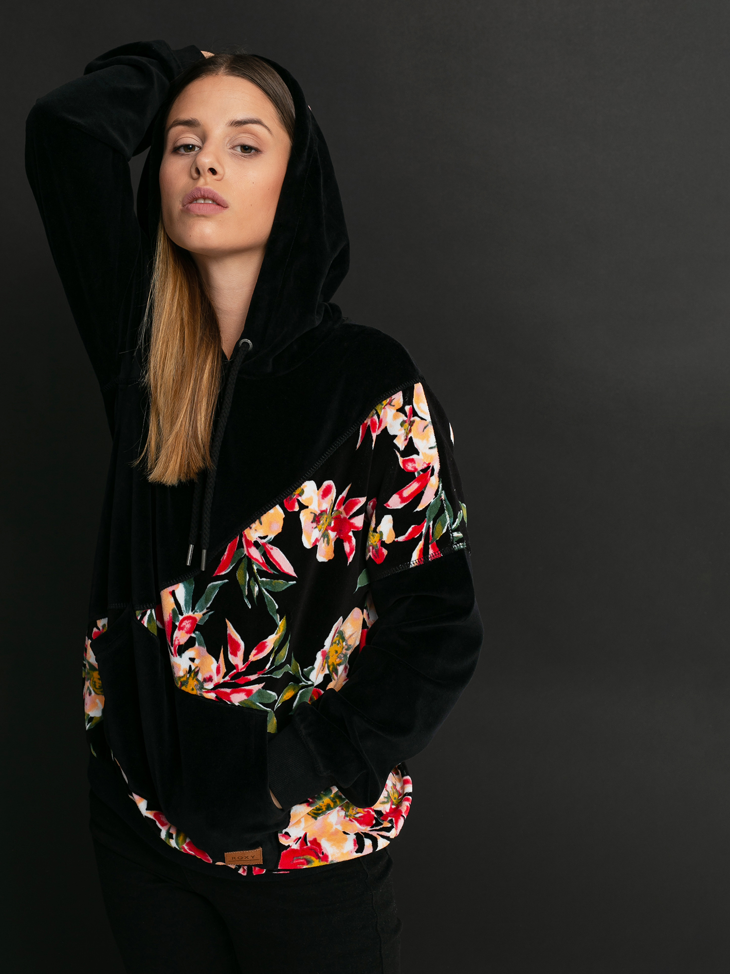 Bluza z kapturem Roxy Surf Spot HD Wmn (anthracite wonder garden)