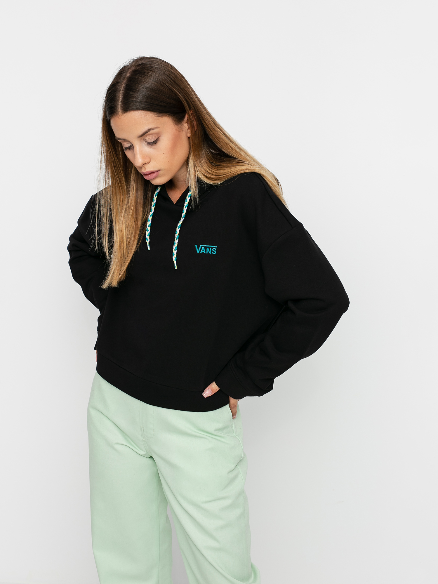 Bluza z kapturem Vans Junior V Ft HD Wmn (black/enamel blue)