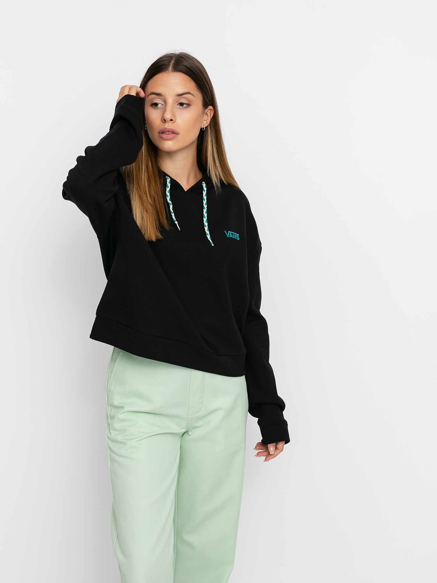 Bluza z kapturem Vans Junior V Ft HD Wmn (black/enamel blue)