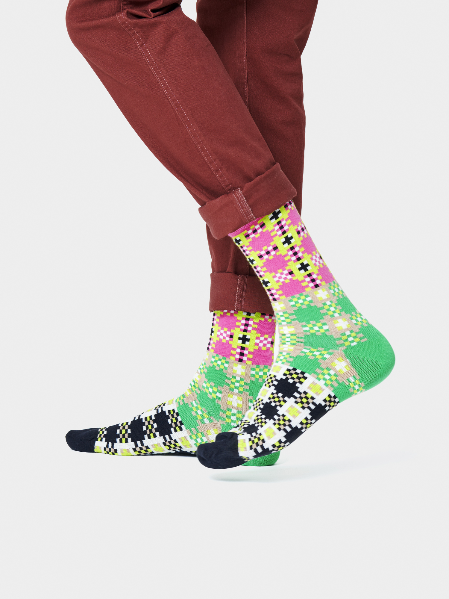 Skarpetki Happy Socks Tartan Square (black/pink/green)