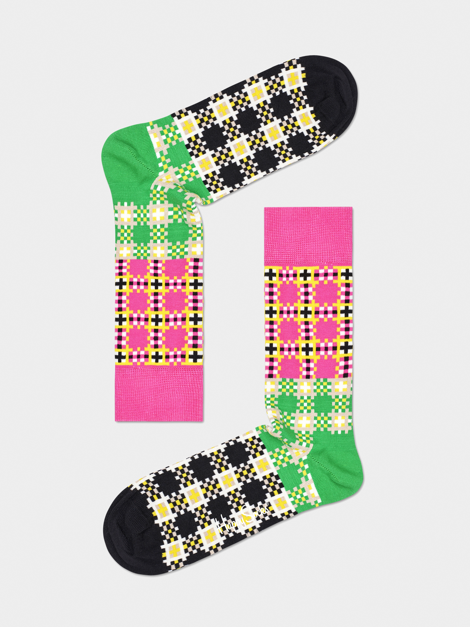 Skarpetki Happy Socks Tartan Square (black/pink/green)